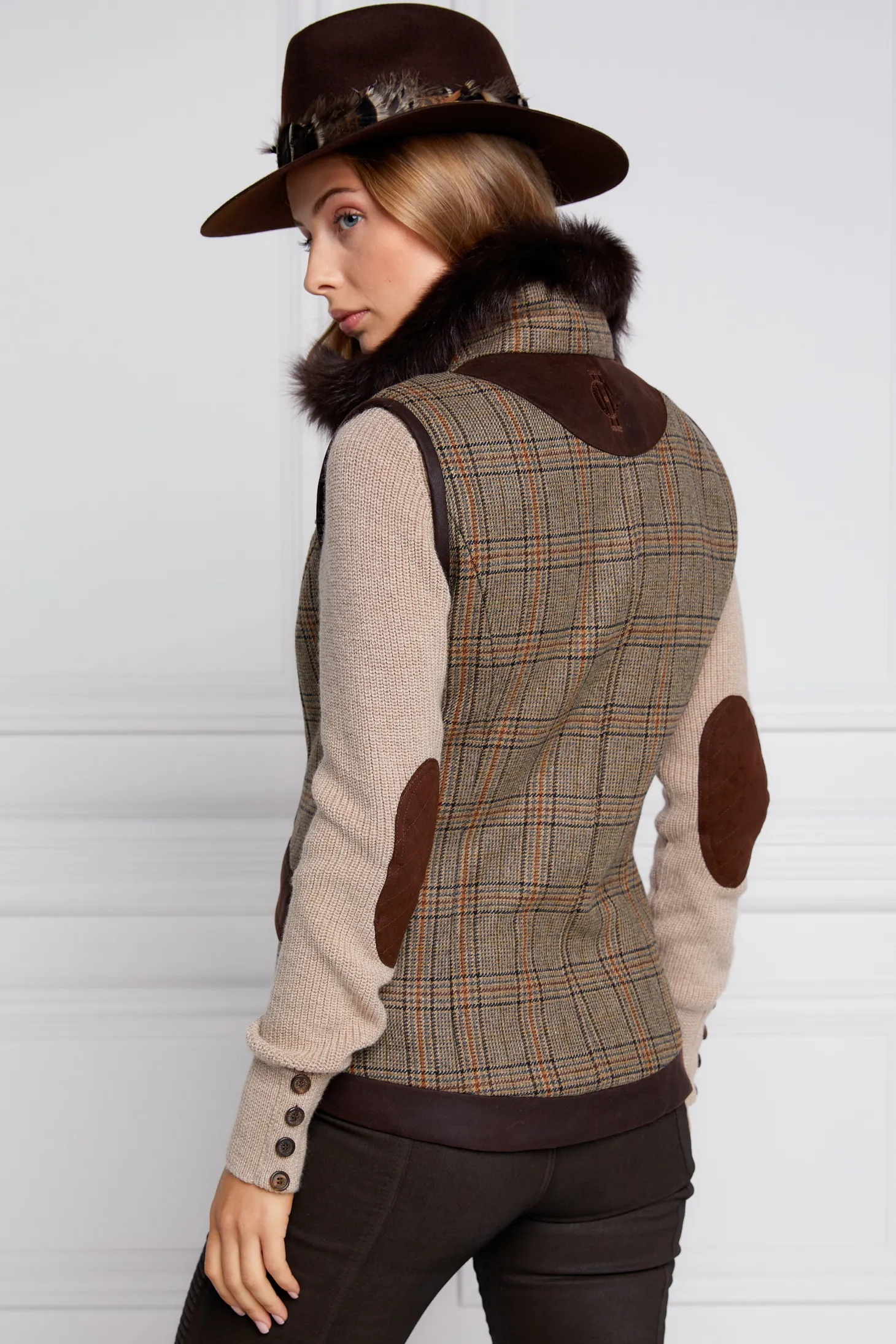 Women Holland Cooper Gilets | Tailoring | Aviator Gilet (Bourbon Tweed)