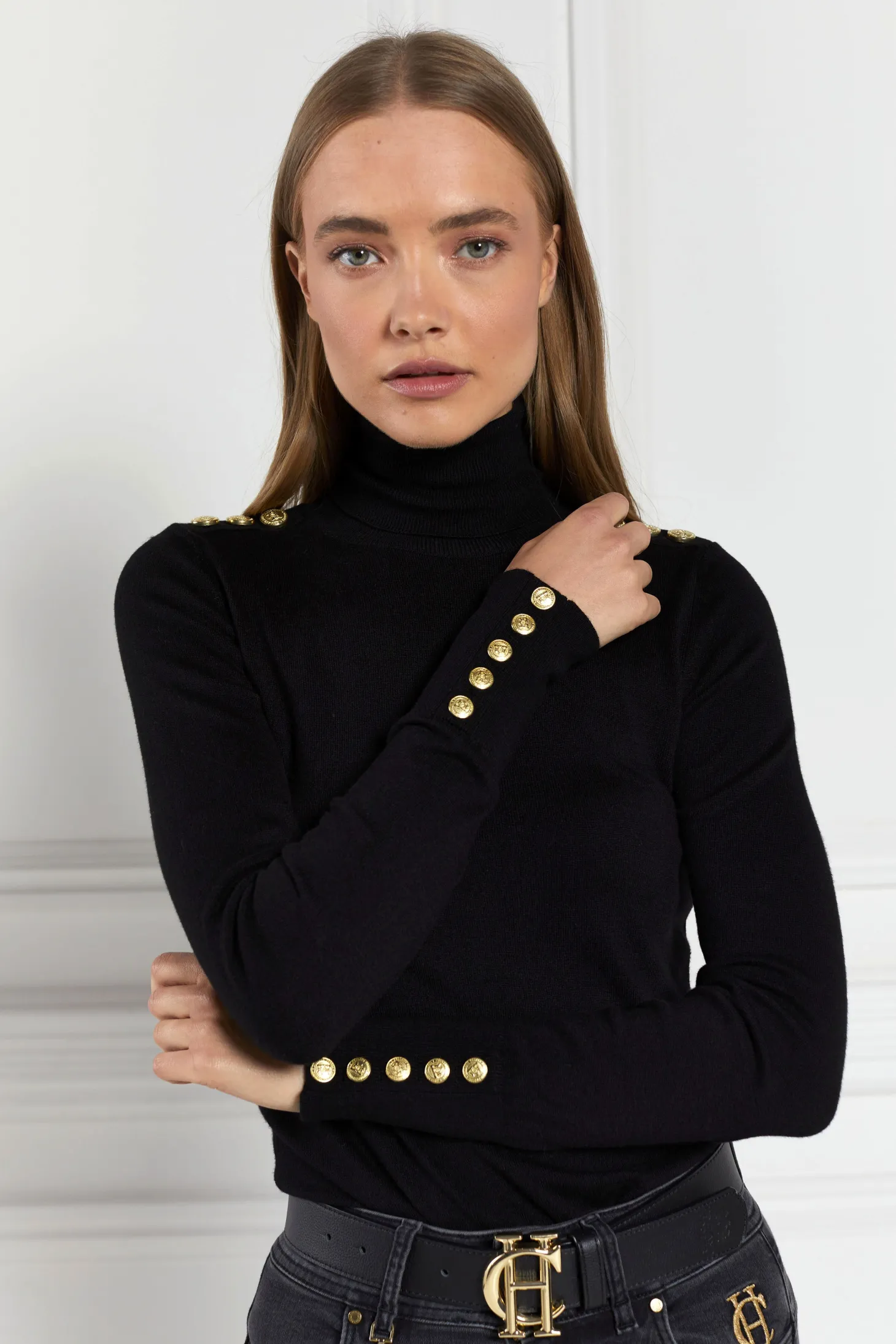 Women Holland Cooper Knitwear | Buttoned Knit Roll Neck