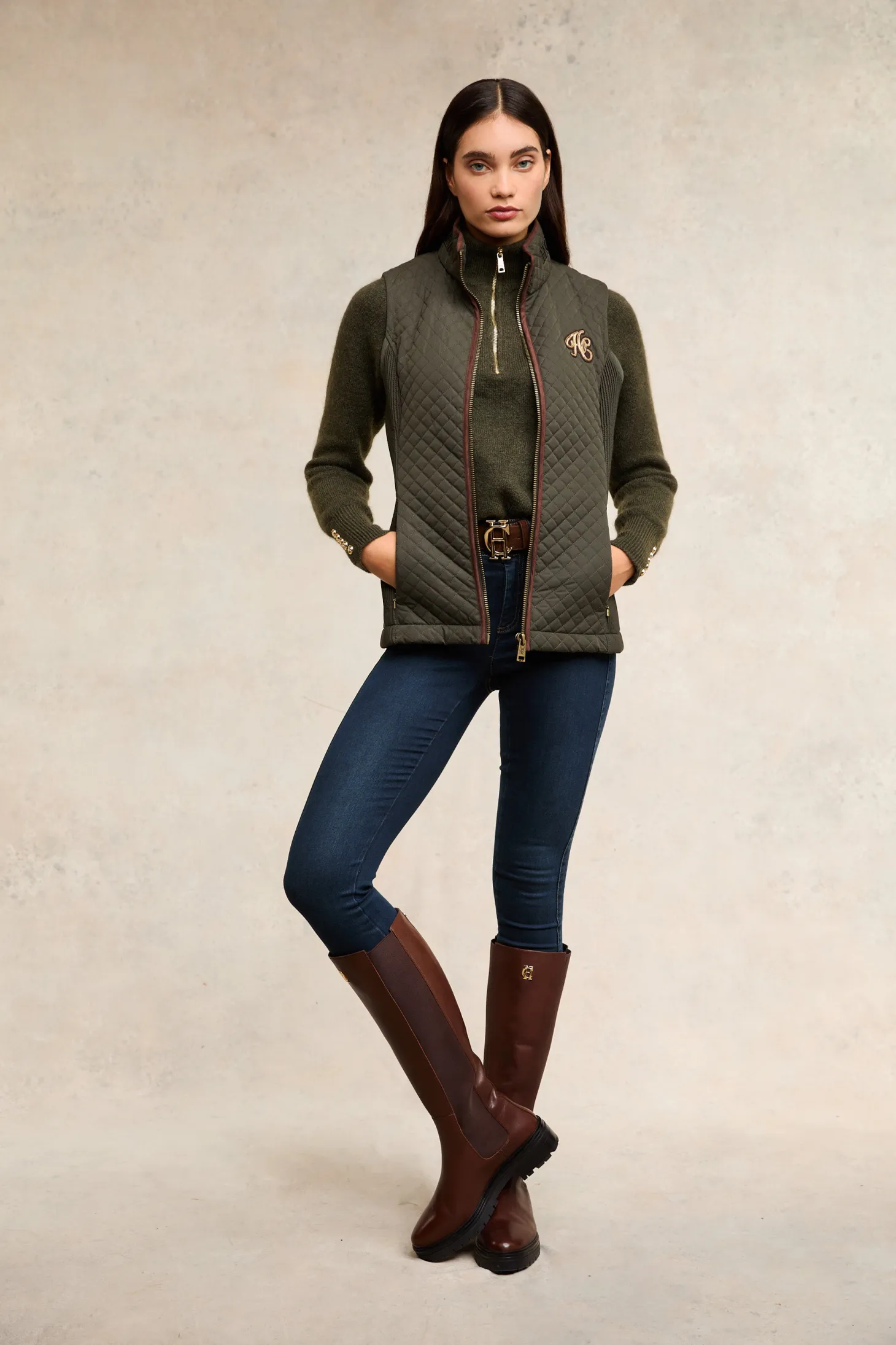 Women Holland Cooper Gilets | Cambridge Gilet (Dark Olive)