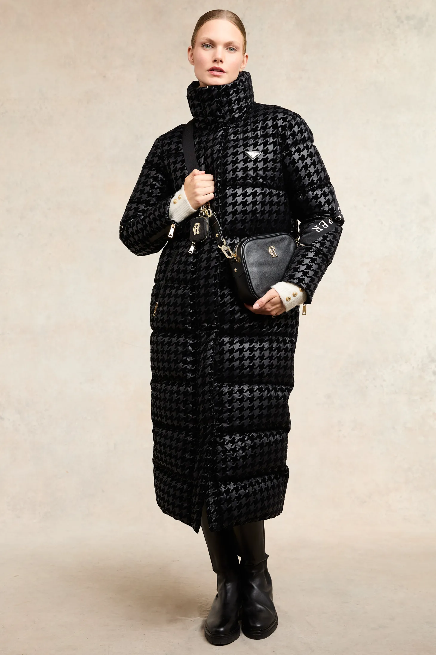 Women Holland Cooper Backpack | Coats | Camden Longline Coat (Mono Houndstooth)