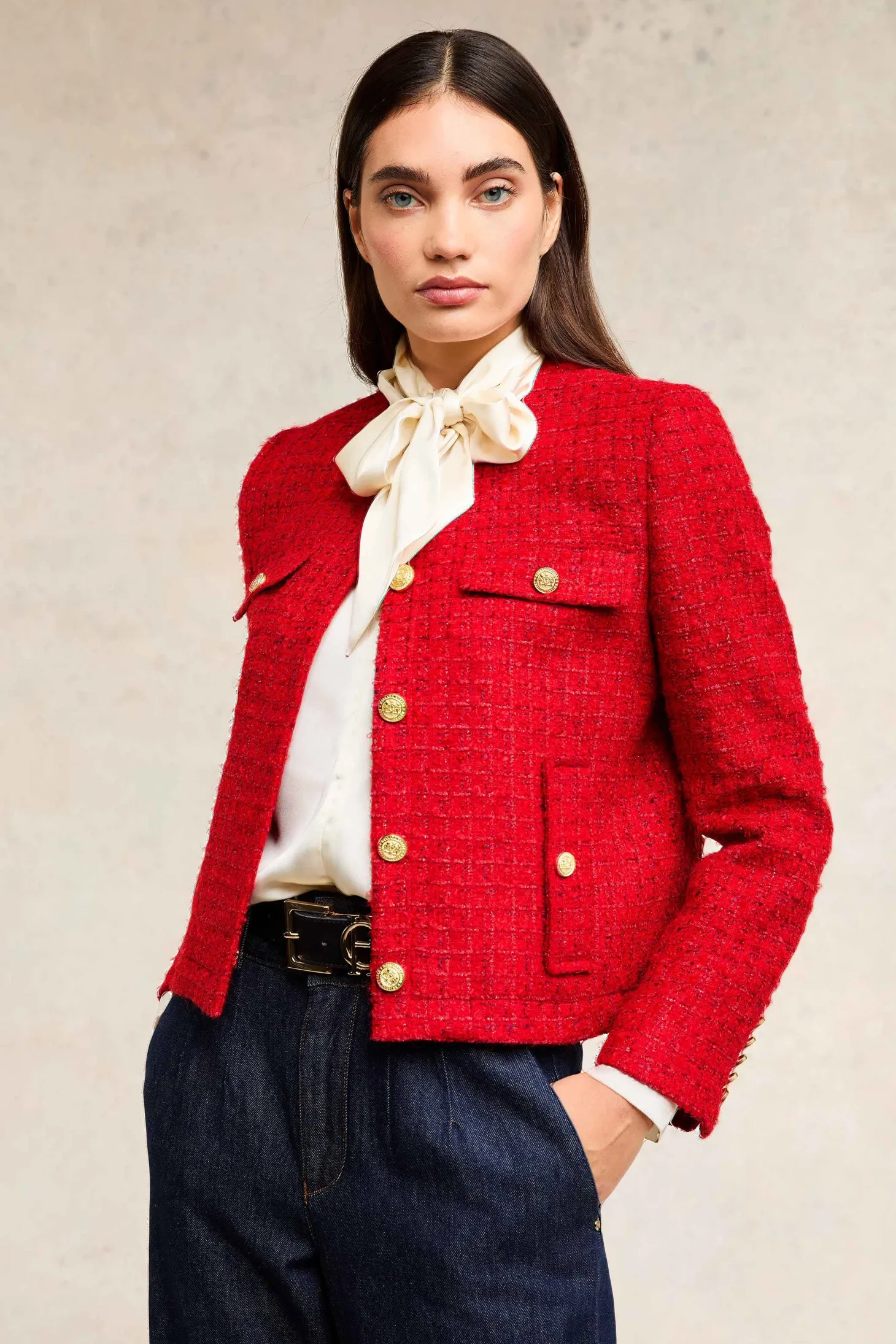 Women Holland Cooper Jackets | Tailoring | Chelsea Jacket (Red Boucle)