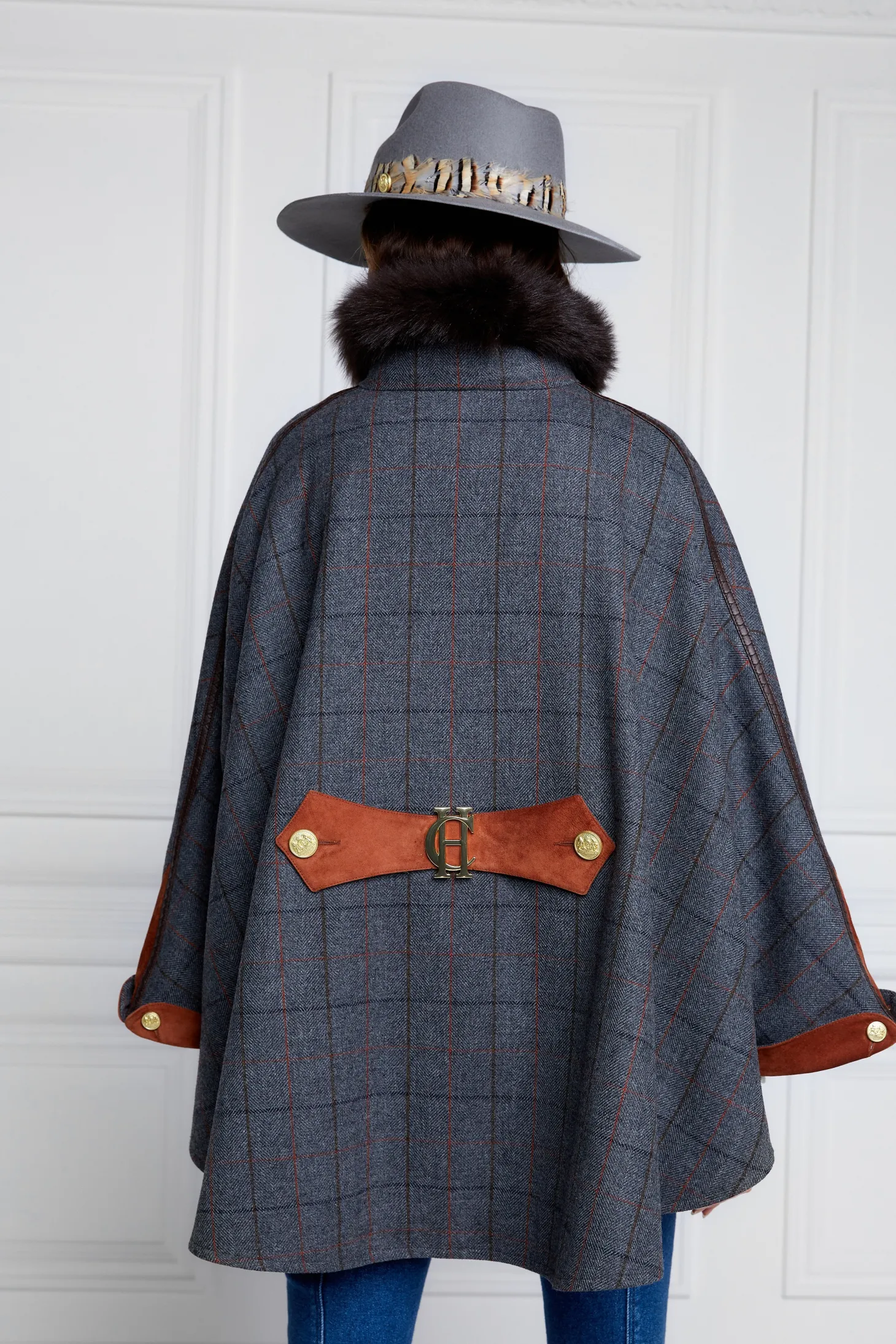 Women Holland Cooper Capes | Tailoring | Chiltern Cape (Mid Blue Check)