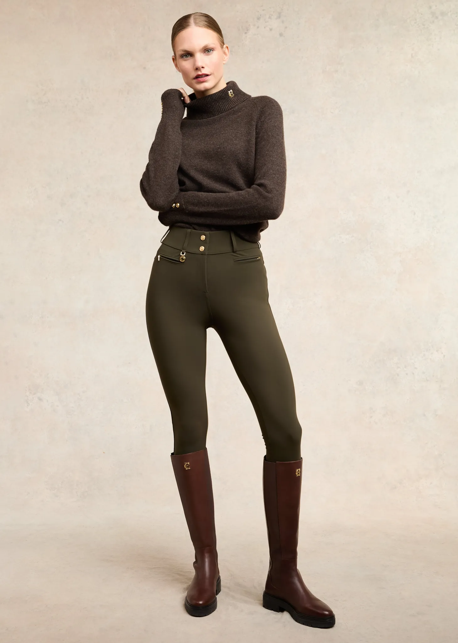 Women Holland Cooper Trousers | Contour Trouser (Dark Olive)