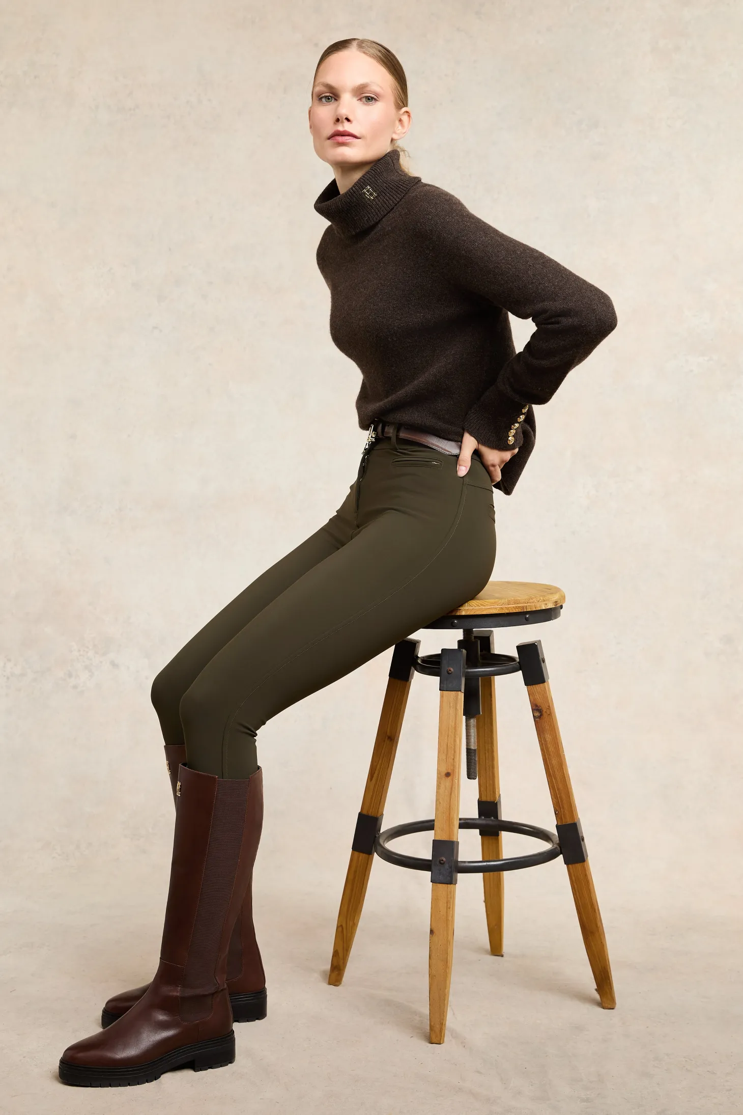 Women Holland Cooper Trousers | Contour Trouser (Dark Olive)