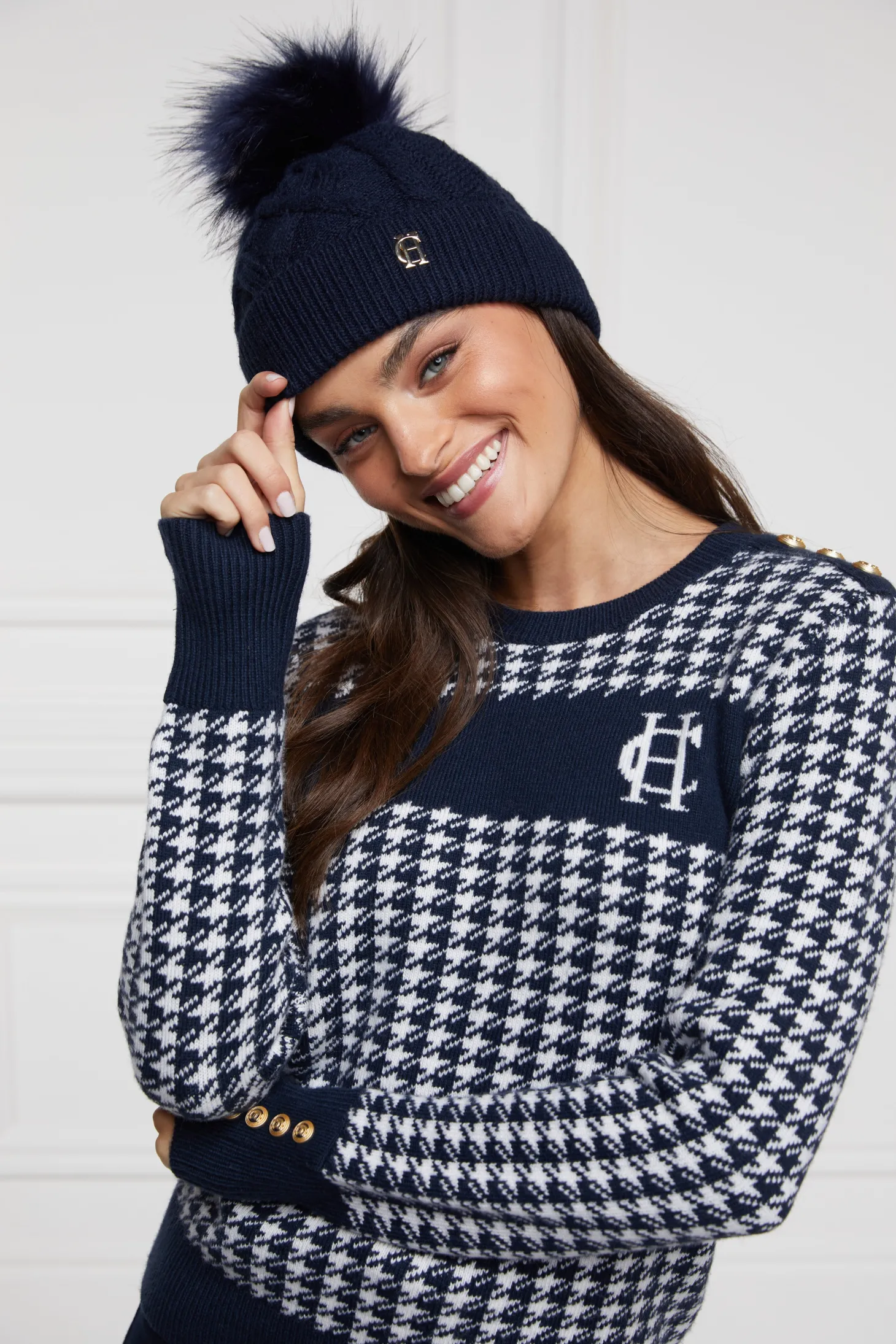 Women Holland Cooper Hats & Headbands | Hats & Headbands | Cortina Bobble Hat (Ink Navy)