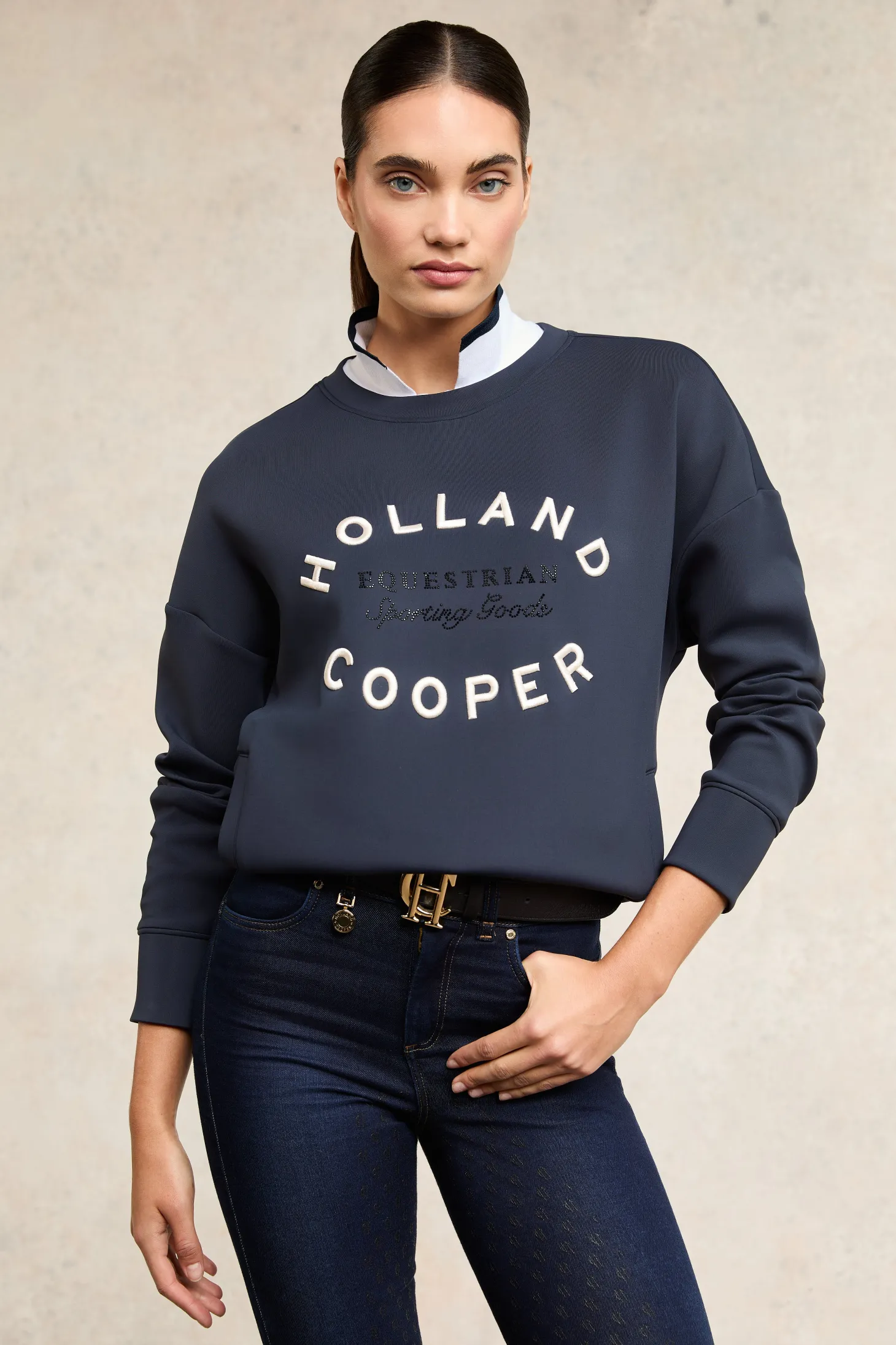 Holland Cooper Hoodies & Sweatshirts | Crystal Crew Neck Sweat (Ink Navy)