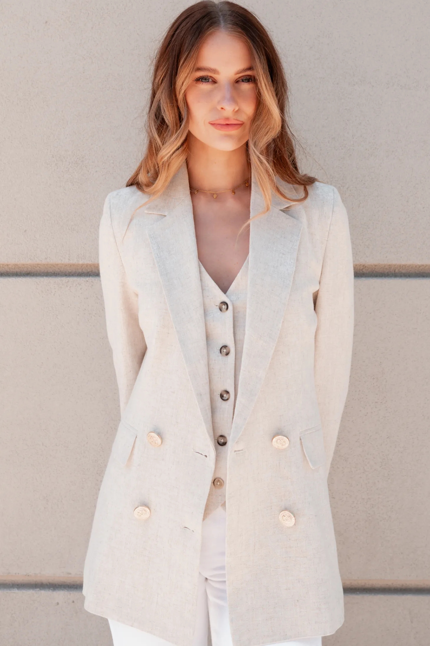 Women Holland Cooper Blazers | Tailoring | Double Breasted Blazer (Natural Linen)