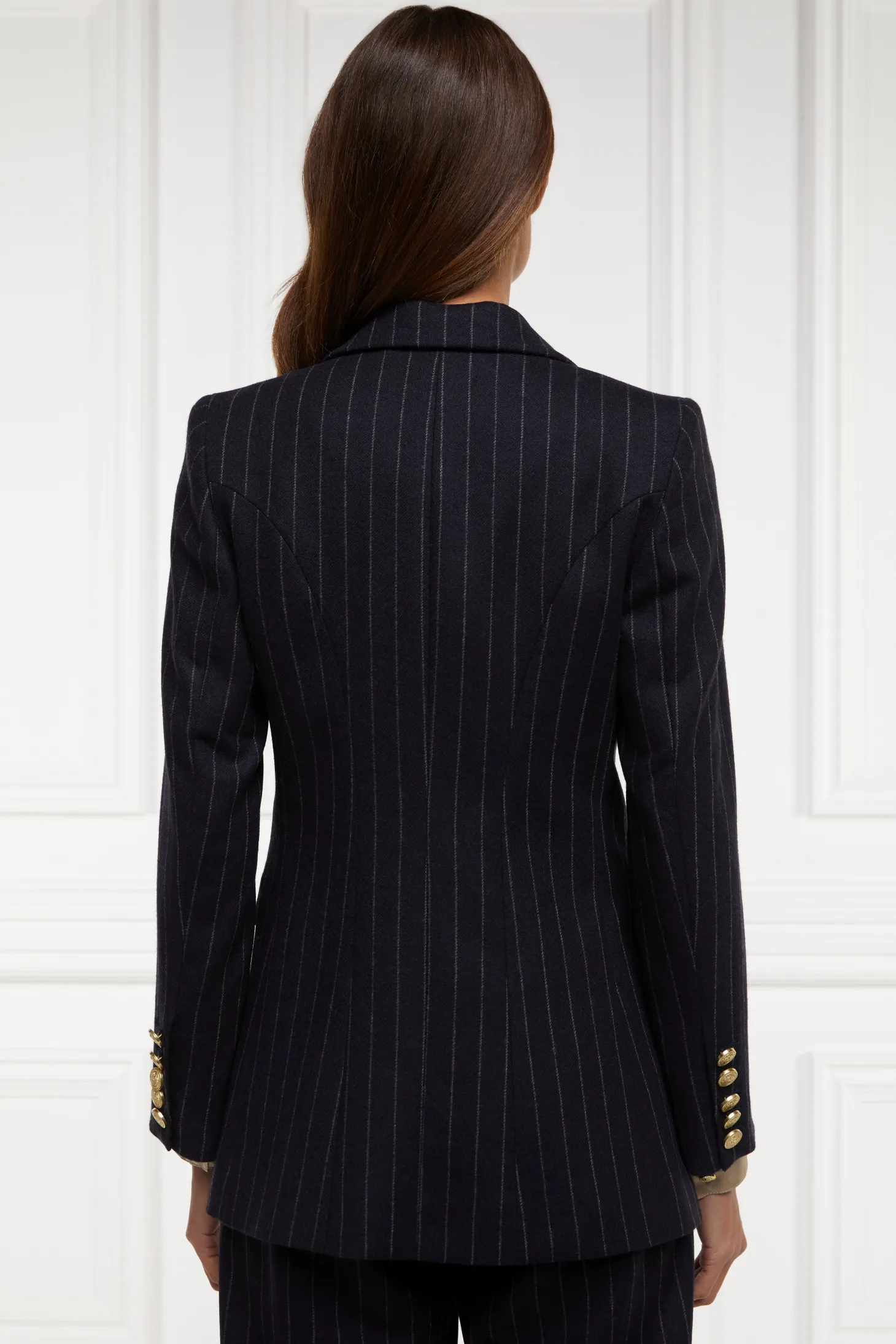 Women Holland Cooper Briefcase | Blazers | Double Breasted Blazer (Navy Chalk Pinstripe)