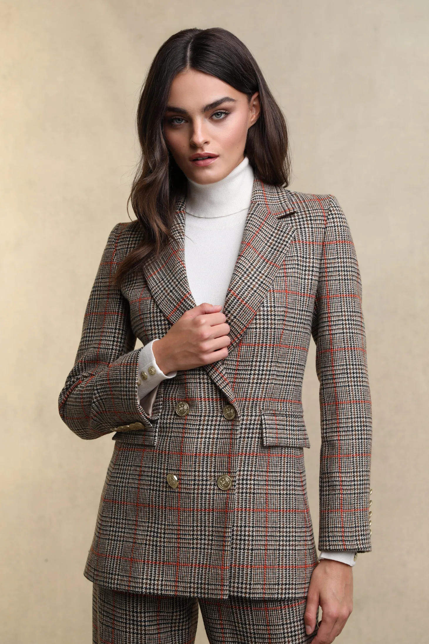 Women Holland Cooper Blazers | Tailoring | Double Breasted Blazer (Orange Windsor)