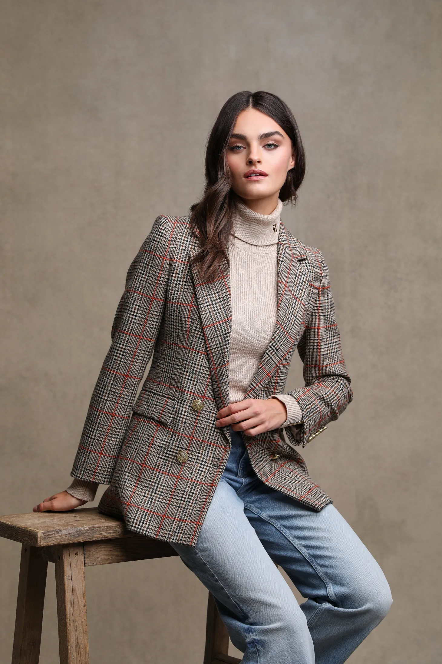 Women Holland Cooper Blazers | Tailoring | Double Breasted Blazer (Orange Windsor)