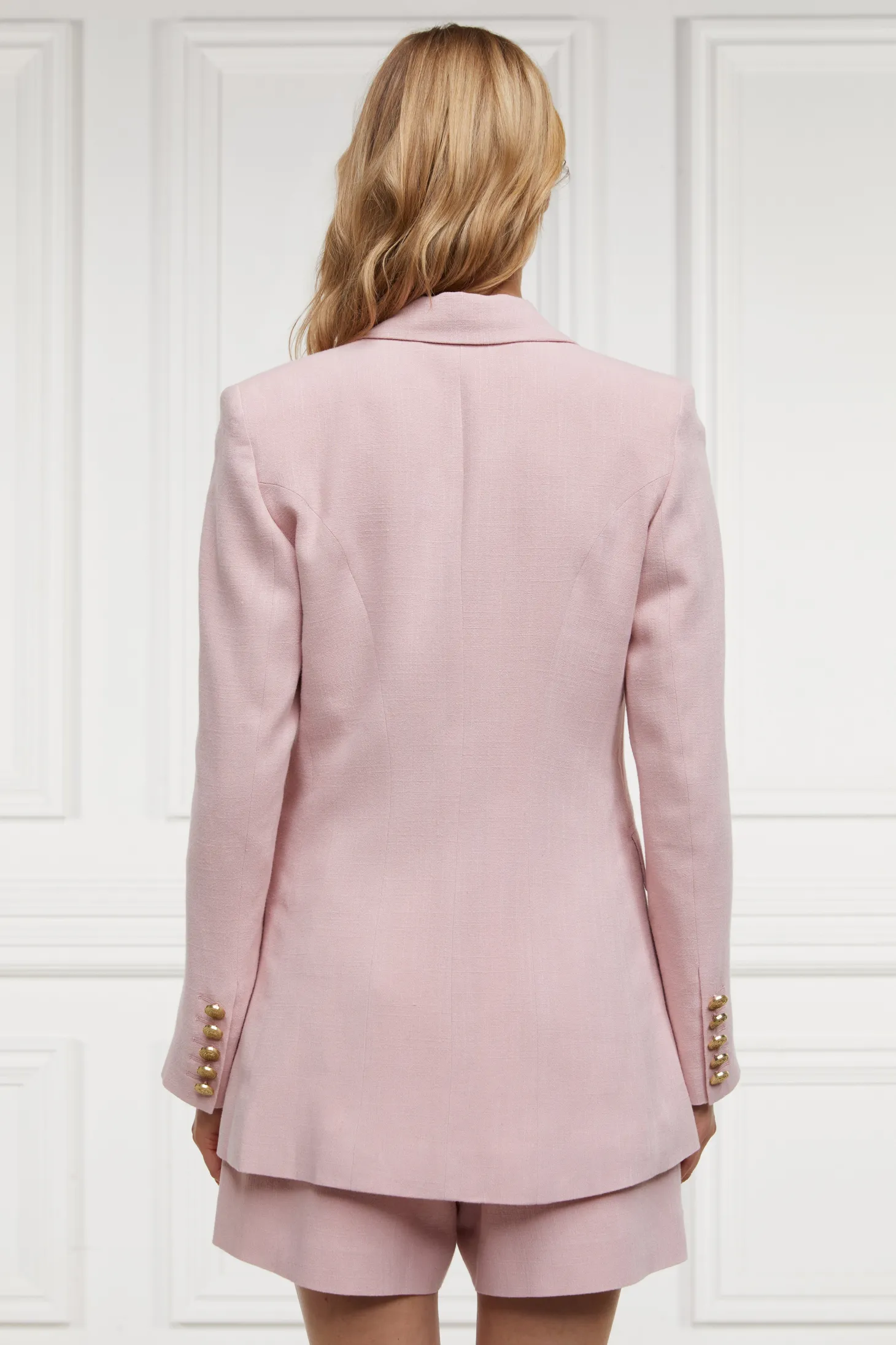 Women Holland Cooper Blazers | Tailoring | Double Breasted Blazer (Pink Linen)