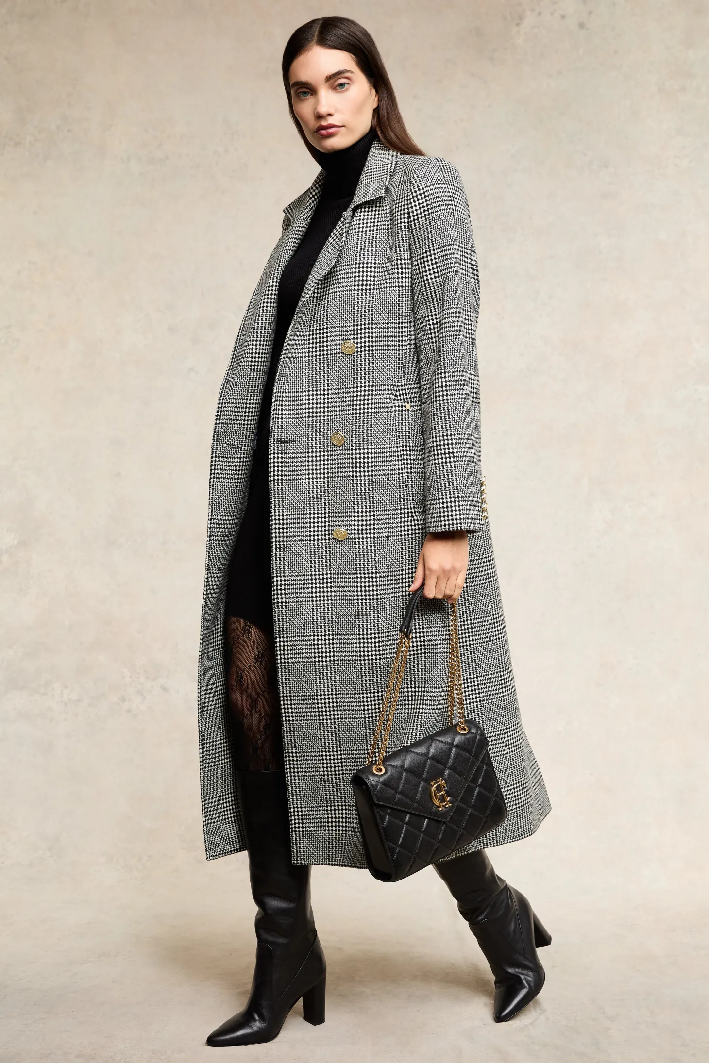 Women Holland Cooper Coats | Tailoring | Double Breasted Coat (Prince of Wales Mono)