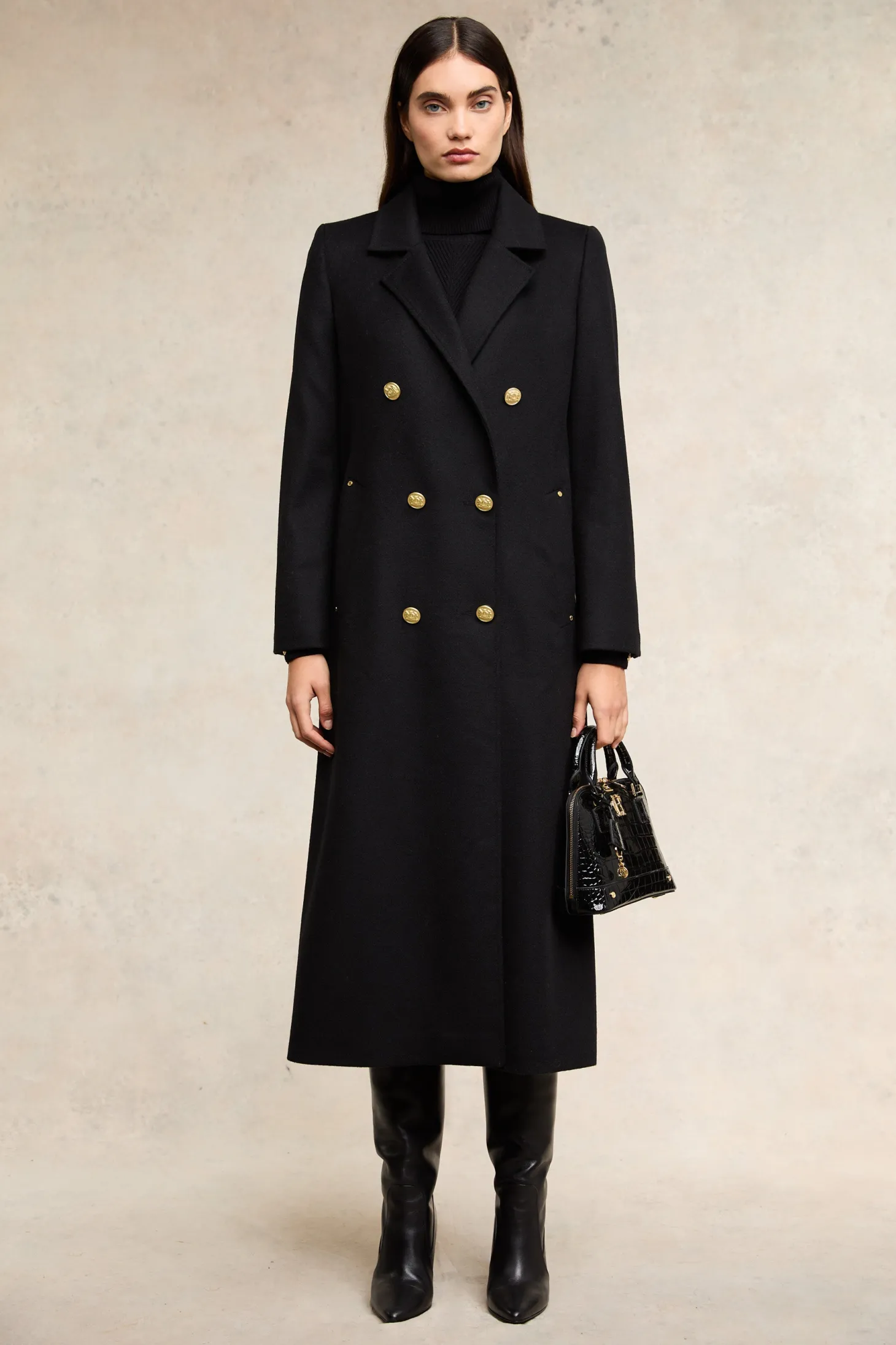 Women Holland Cooper Coats | Tailoring | Double Breasted Coat (Soft Black)