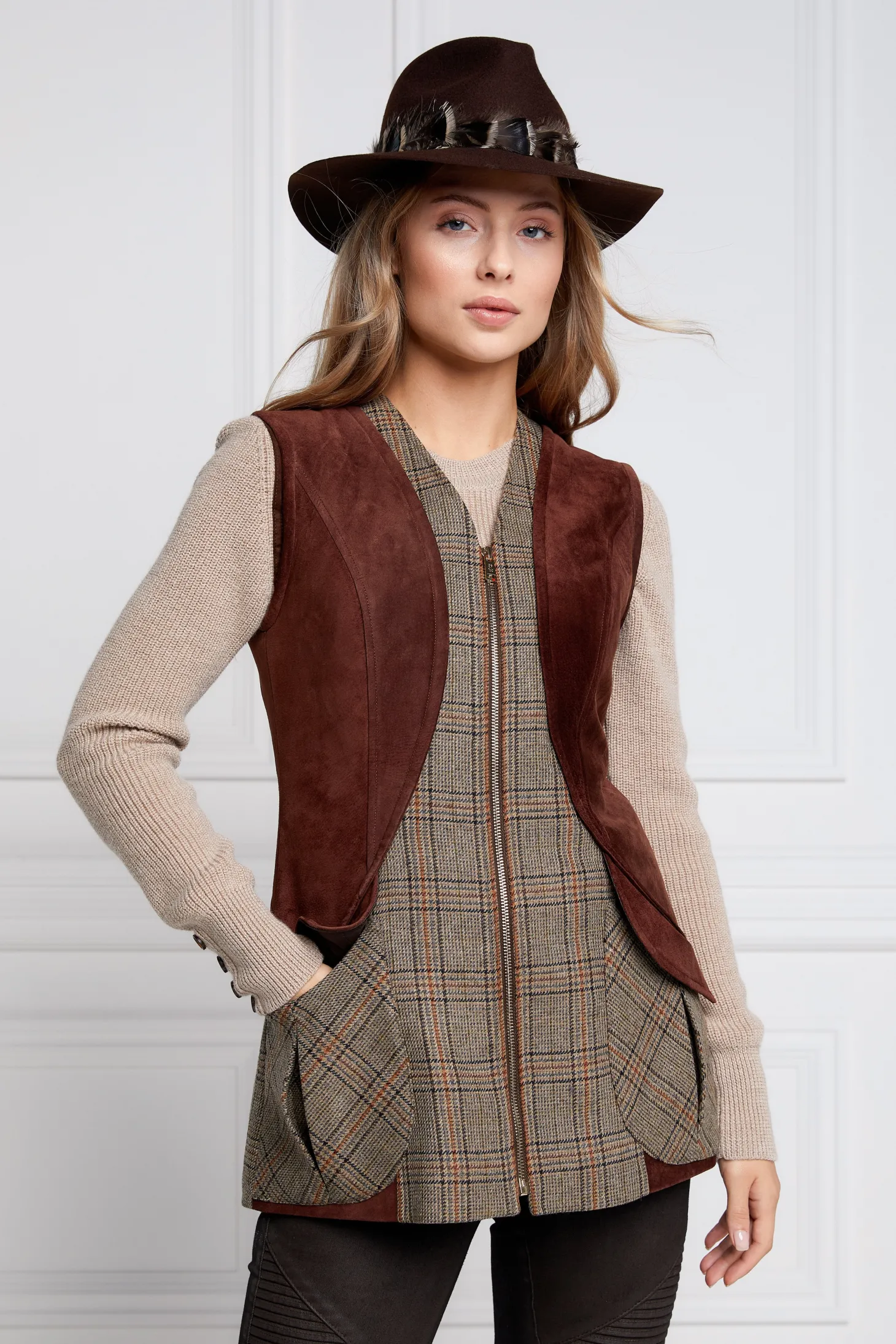 Women Holland Cooper Gilets | Tailoring | Field Vest (Bourbon Tweed)