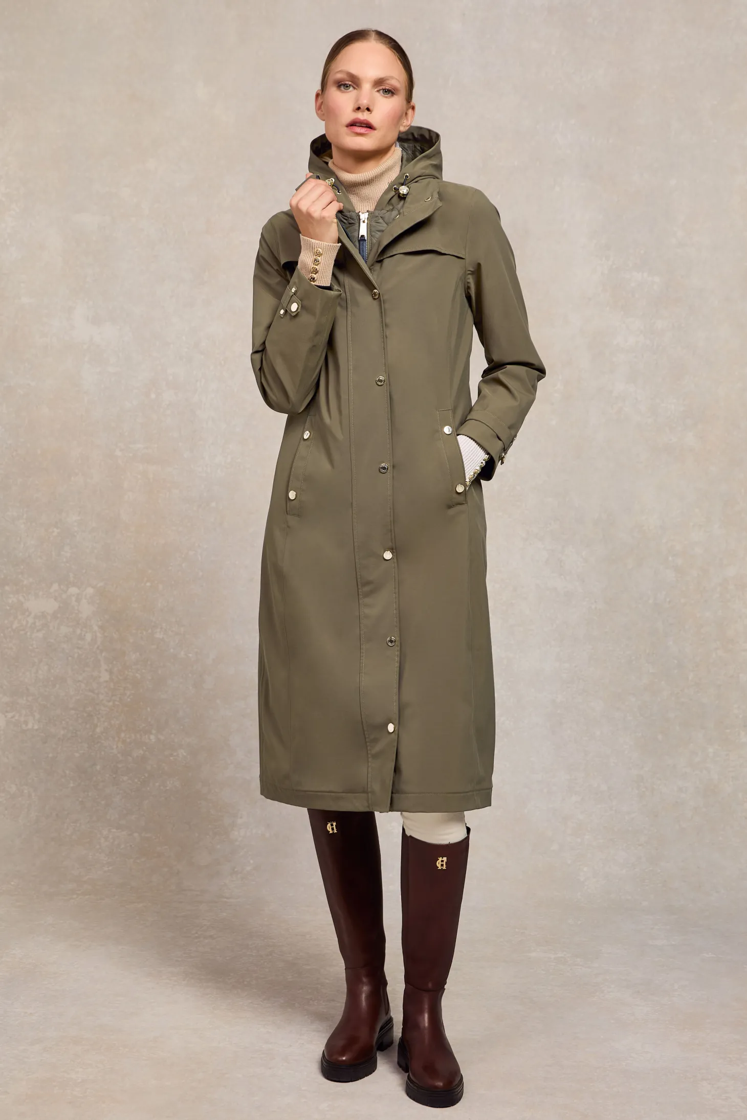 Women Holland Cooper Coats | Folgate Rain Coat (Soft Khaki)