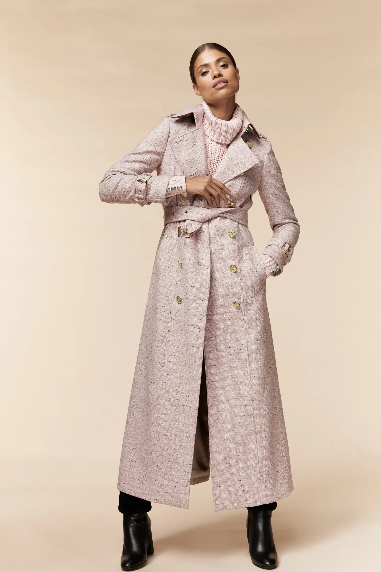 Women Holland Cooper Trench Coats | Coats | Full Length Marlborough Trench Coat (Anniversary Pink)