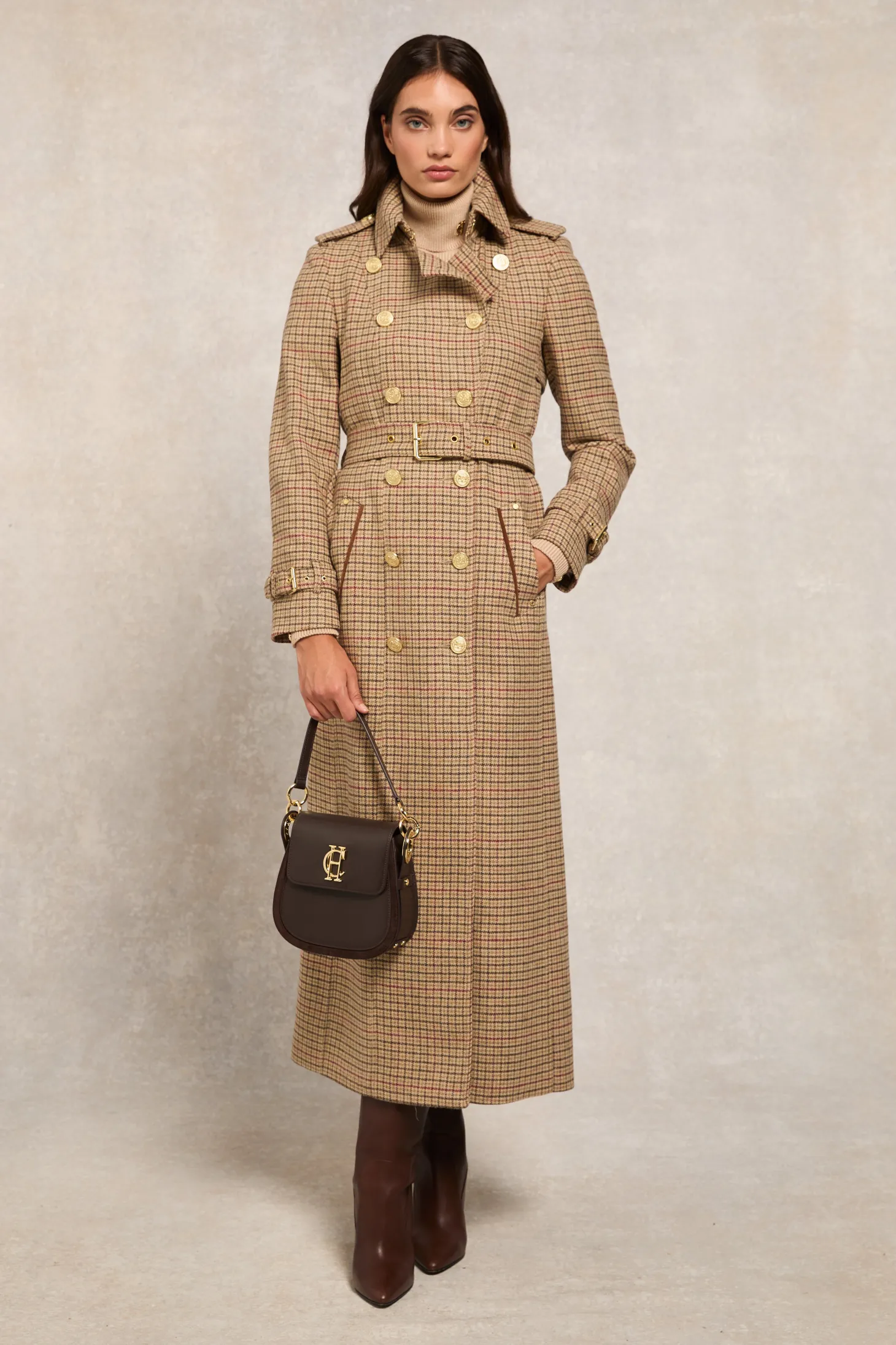 Women Holland Cooper Trench Coats | Tailoring | Full Length Marlborough Trench Coat (Charlton Tweed)