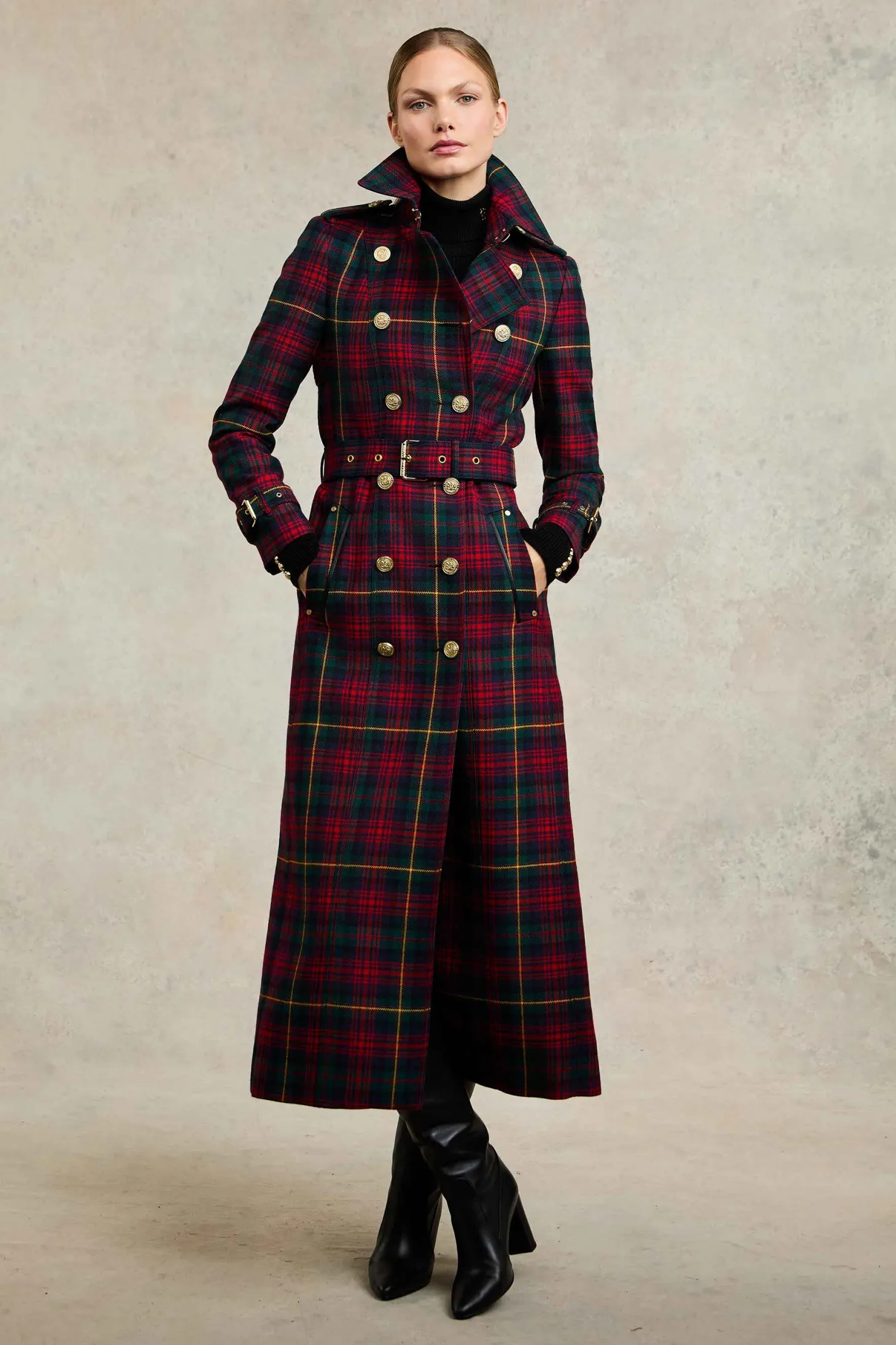 Women Holland Cooper Trench Coats | Coats | Full Length Marlborough Trench Coat (Logan Tartan)