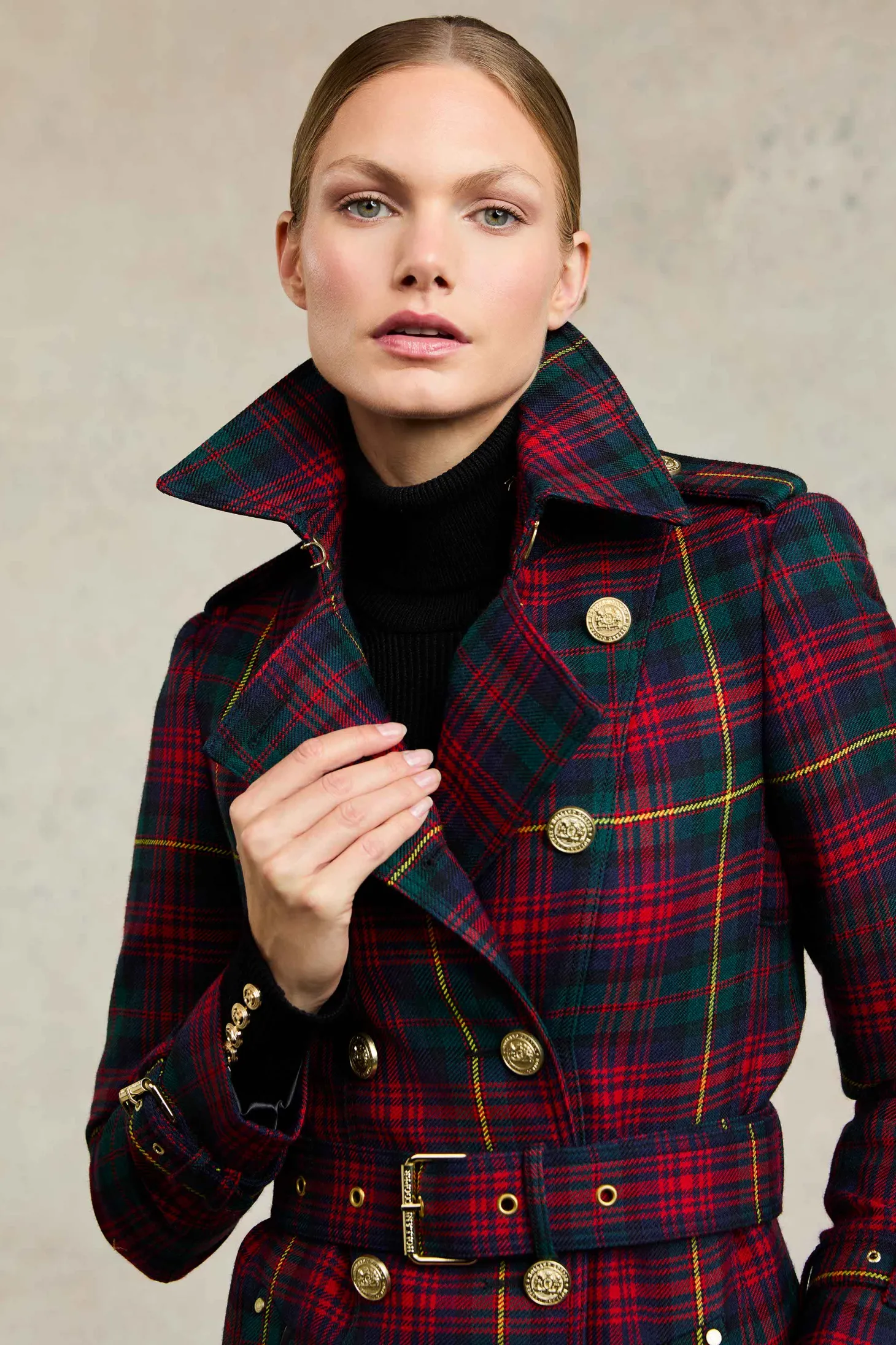 Women Holland Cooper Trench Coats | Coats | Full Length Marlborough Trench Coat (Logan Tartan)