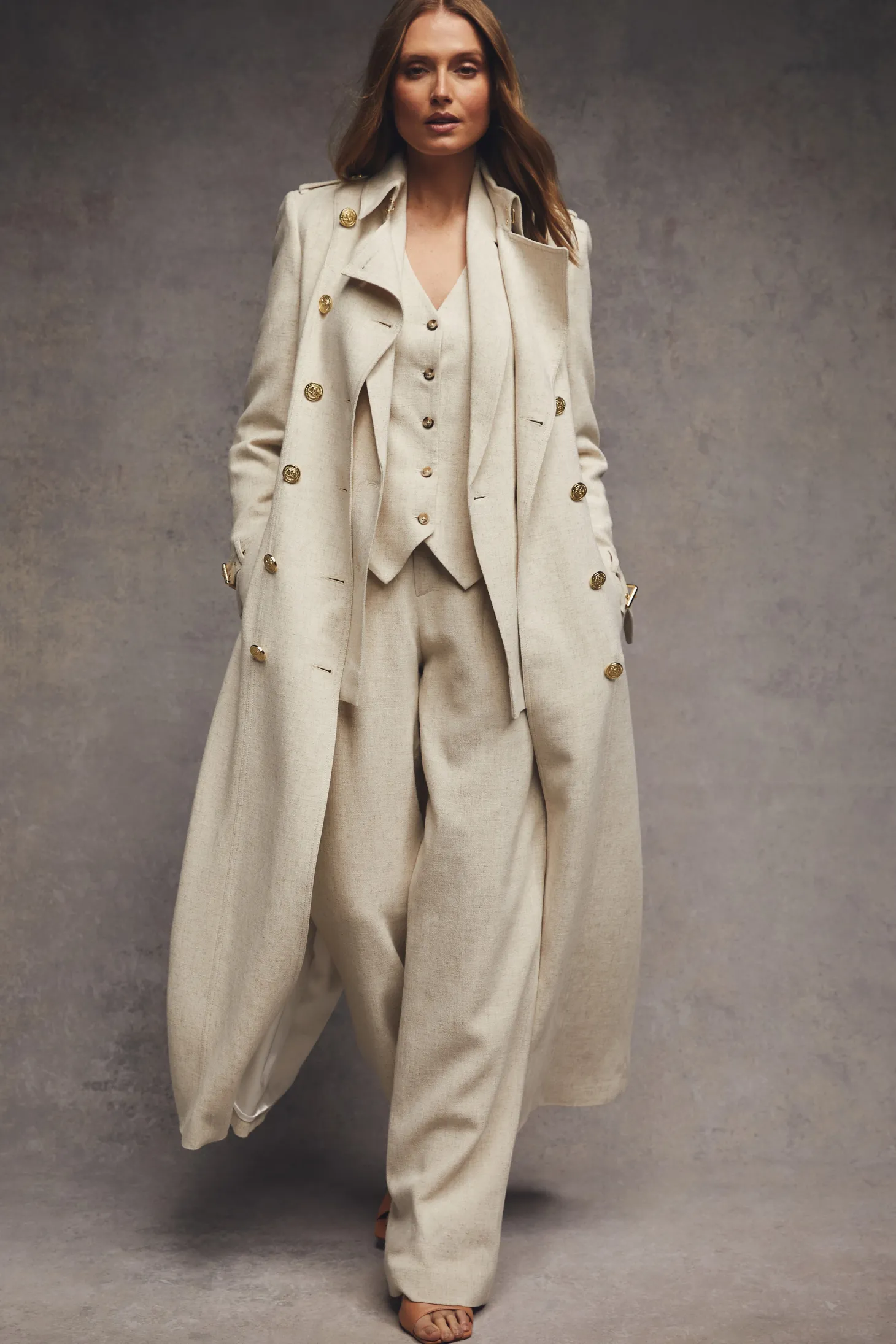 Women Holland Cooper Trench Coats | Coats | Full Length Marlborough Trench Coat (Natural Linen)