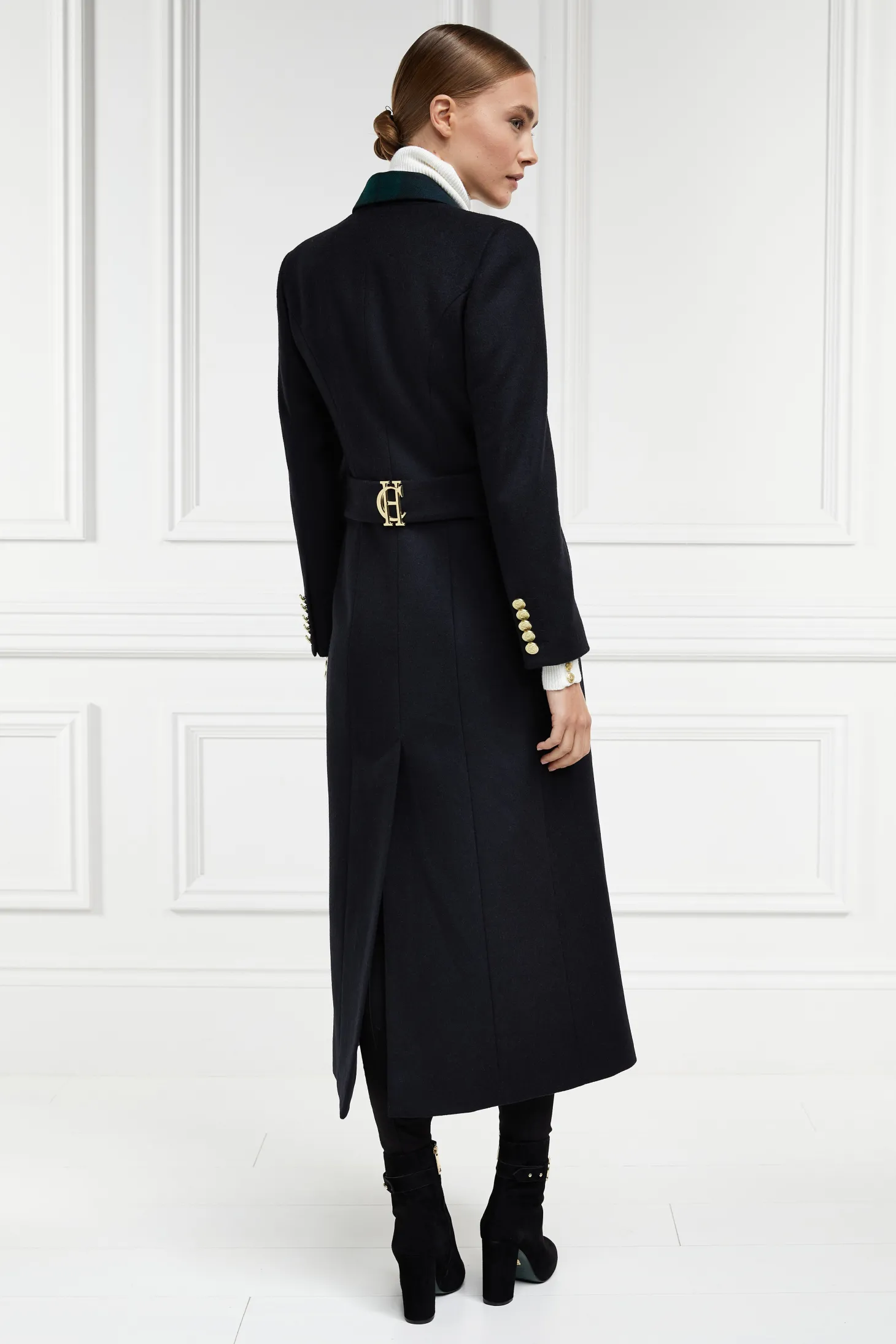 Women Holland Cooper Coats | Tailoring | Full Length Regency Coat (Soft Navy Blackwatch)