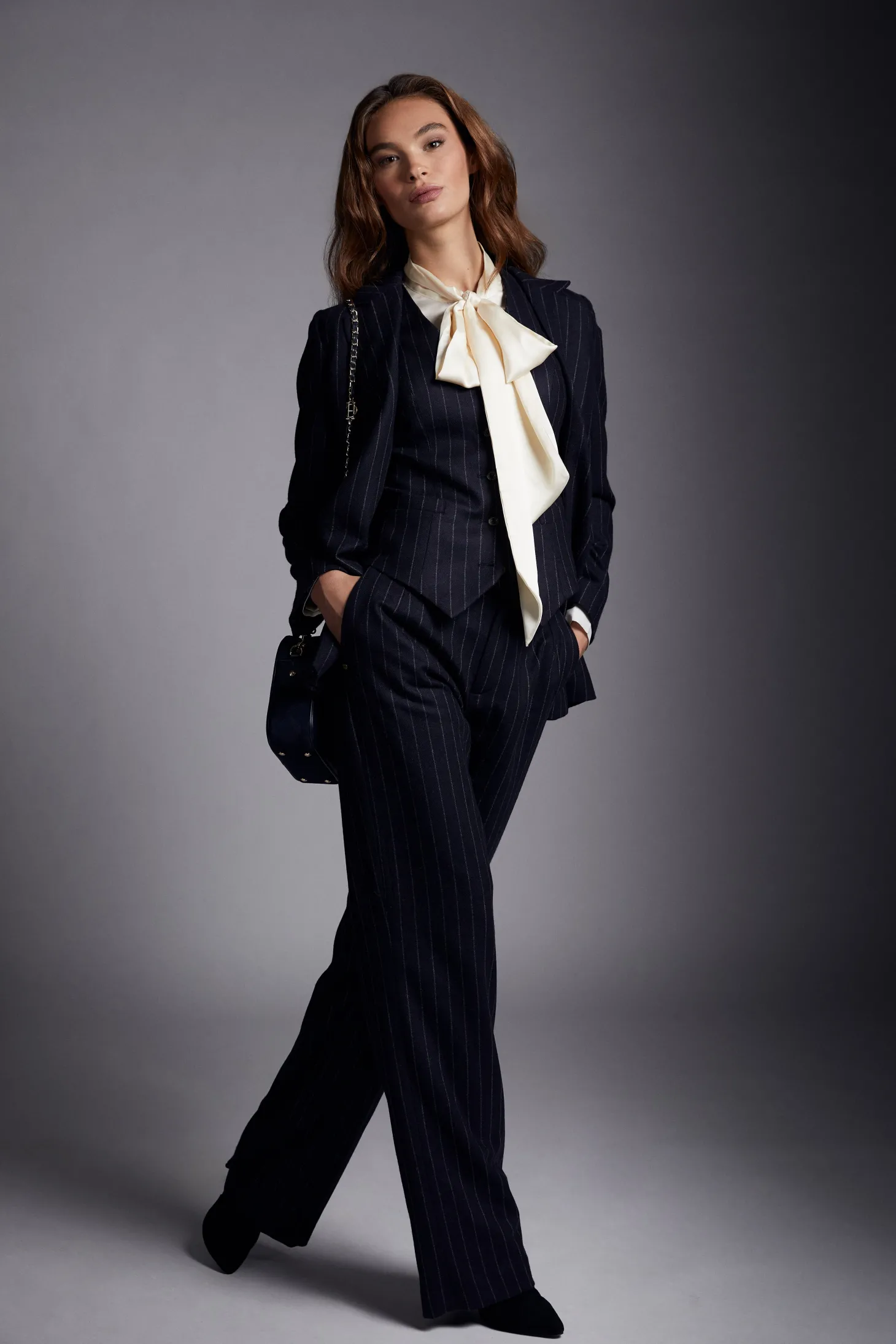 Women Holland Cooper Waistcoats | Tailoring | Hampton Waistcoat (Navy Chalk Pinstripe)