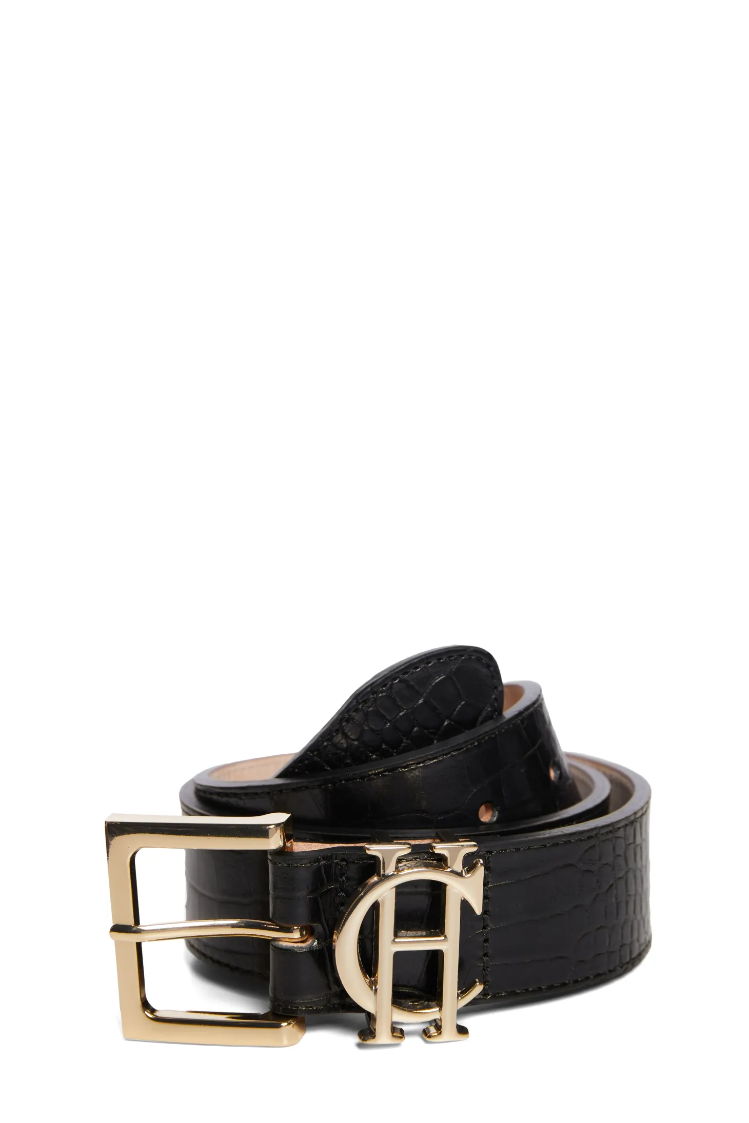 Women Holland Cooper Belts | Belts | HC Classic Logo Belt (Black Croc)