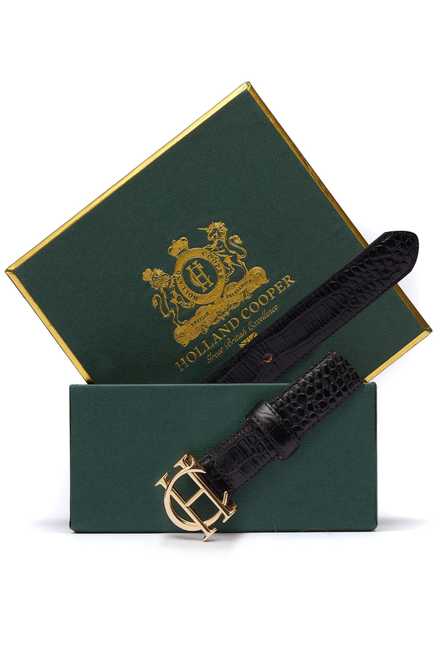 Women Holland Cooper Belts | Belts | HC Classic Slim Belt (Black Croc)