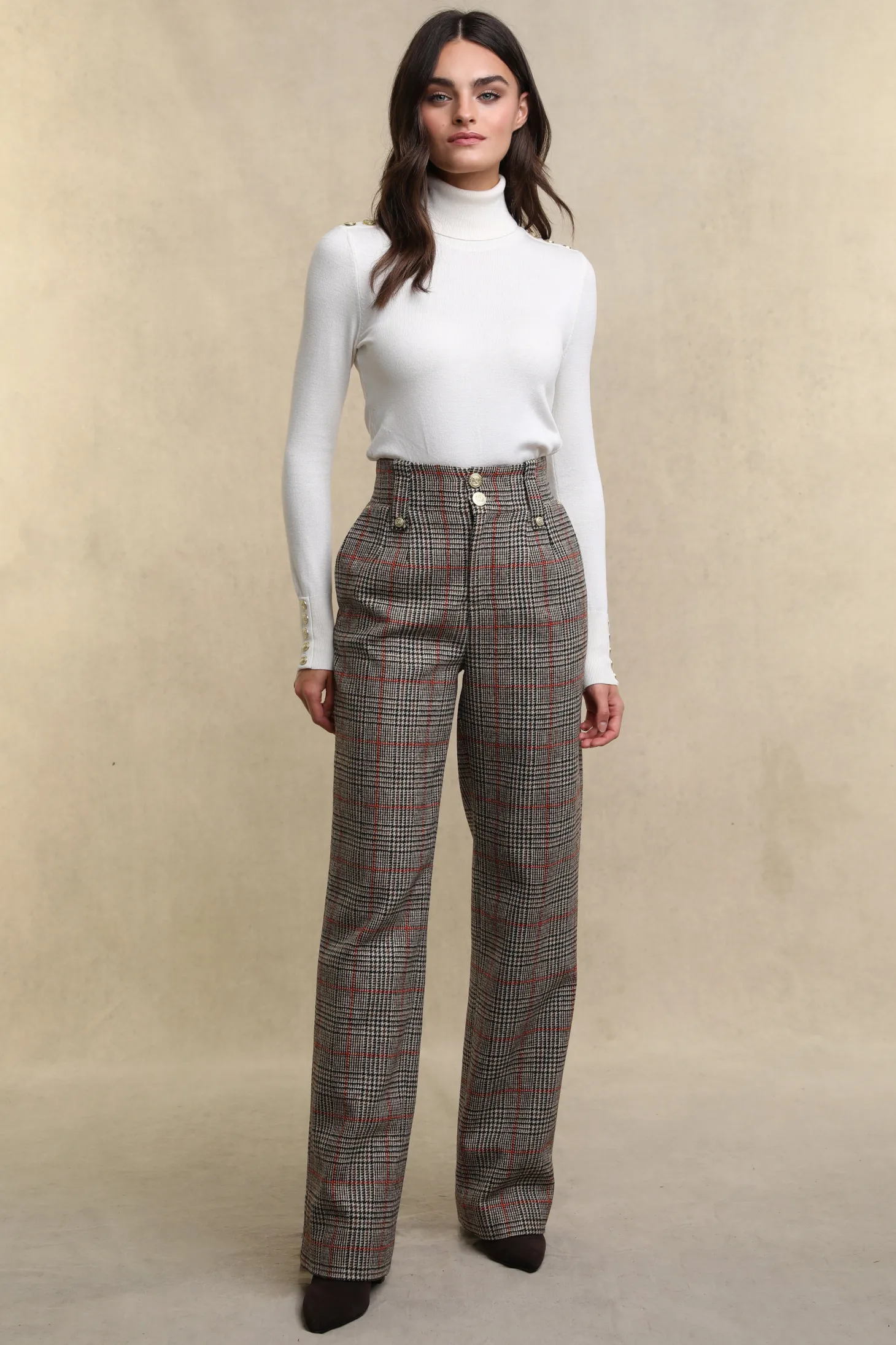 Women Holland Cooper Trousers | Tailoring | High Waisted Straight Trouser (Orange Windsor)