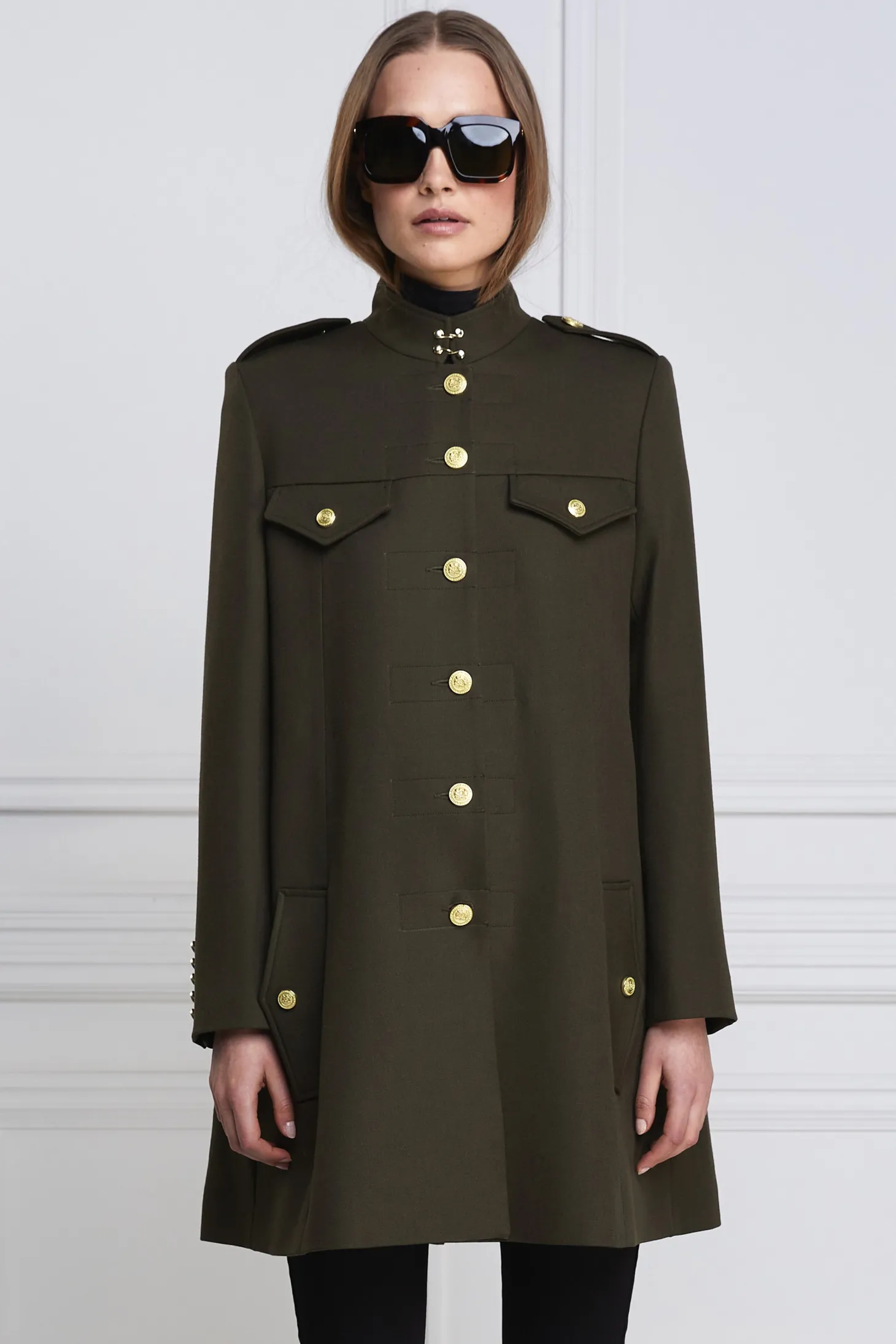 Women Holland Cooper Capes | Tailoring | Highbury Cape Coat (Khaki Barathea)