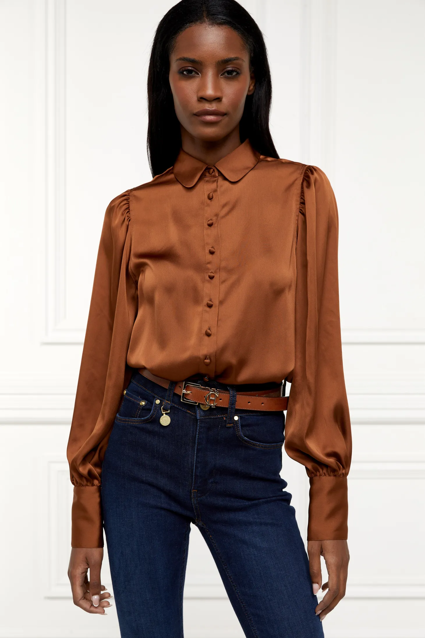 Women Holland Cooper Shirts & Blouses | Isla Satin Shirt (Copper)