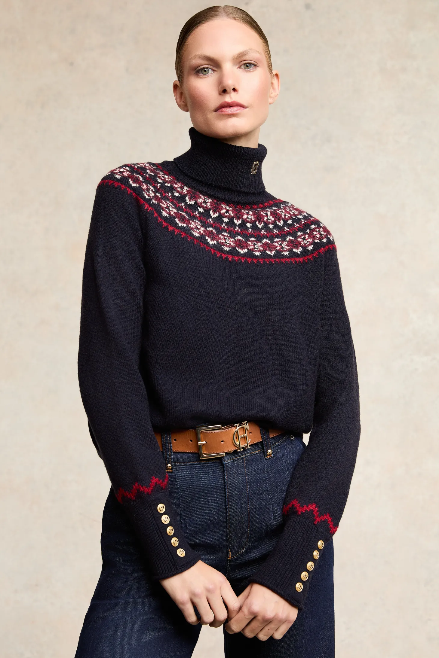 Women Holland Cooper Knitwear | Jennifer Roll Neck Knit (Ink Navy)