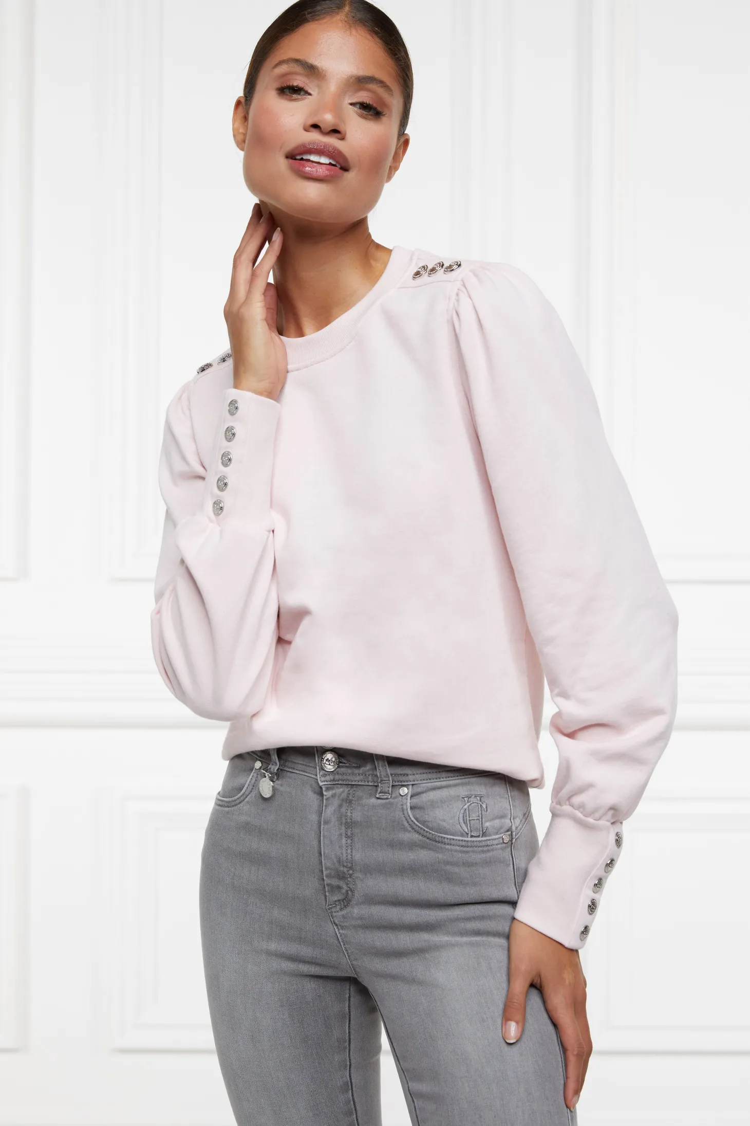 Women Holland Cooper Sweatshirts | Kelso Crew (Palest Pink)