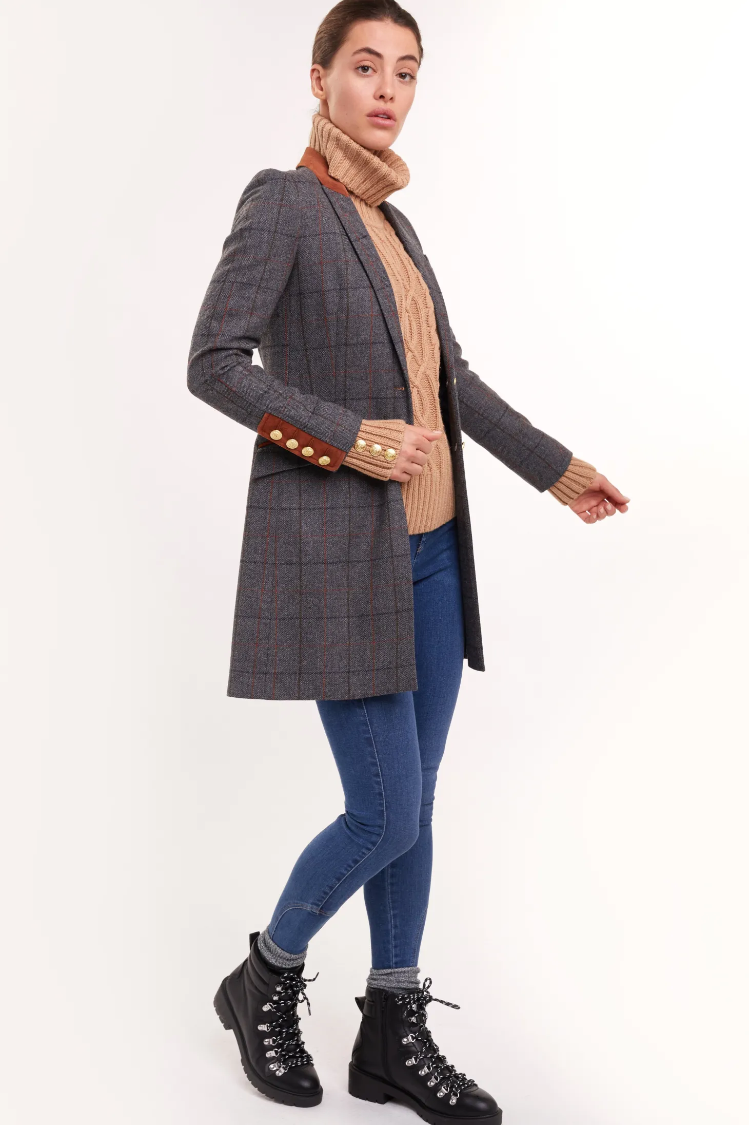 Women Holland Cooper Coats | Tailoring | Kempton Coat (Mid Blue Check)