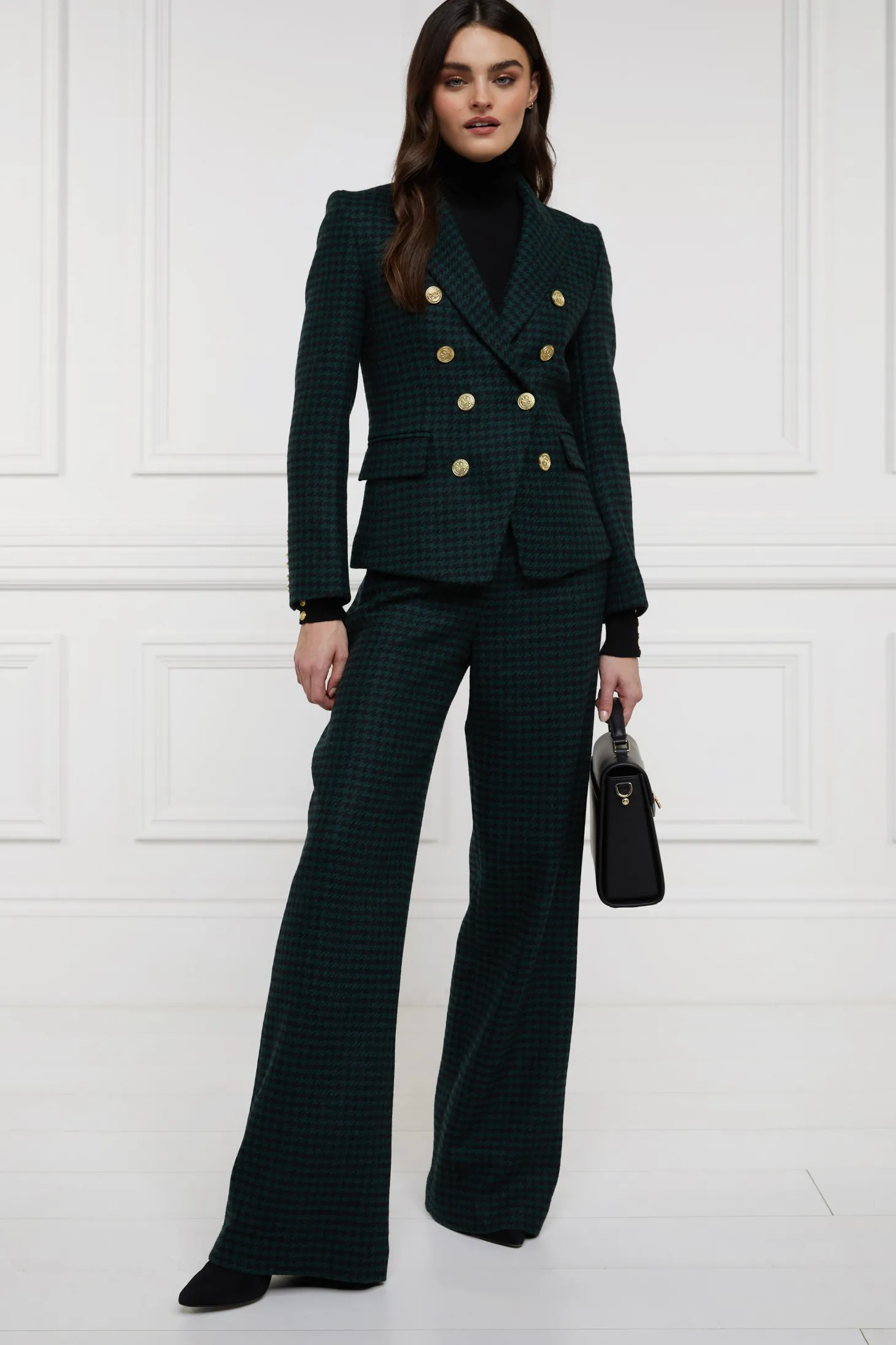 Women Holland Cooper Blazers | Tailoring | Knightsbridge Blazer (Emerald Houndstooth)