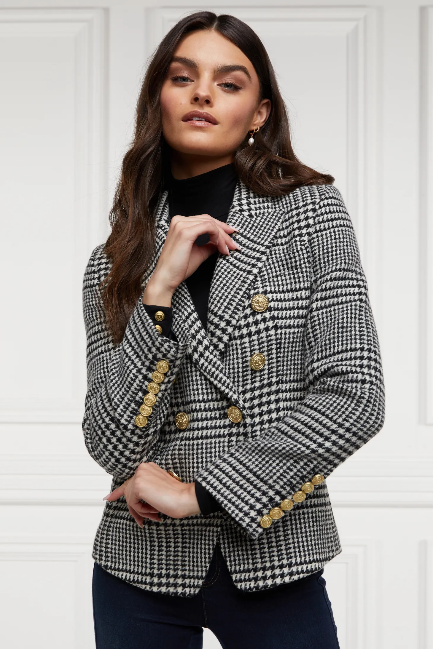 Women Holland Cooper Blazers | Tailoring | Knightsbridge Blazer (Large Scale Prince Of Wales Mono)