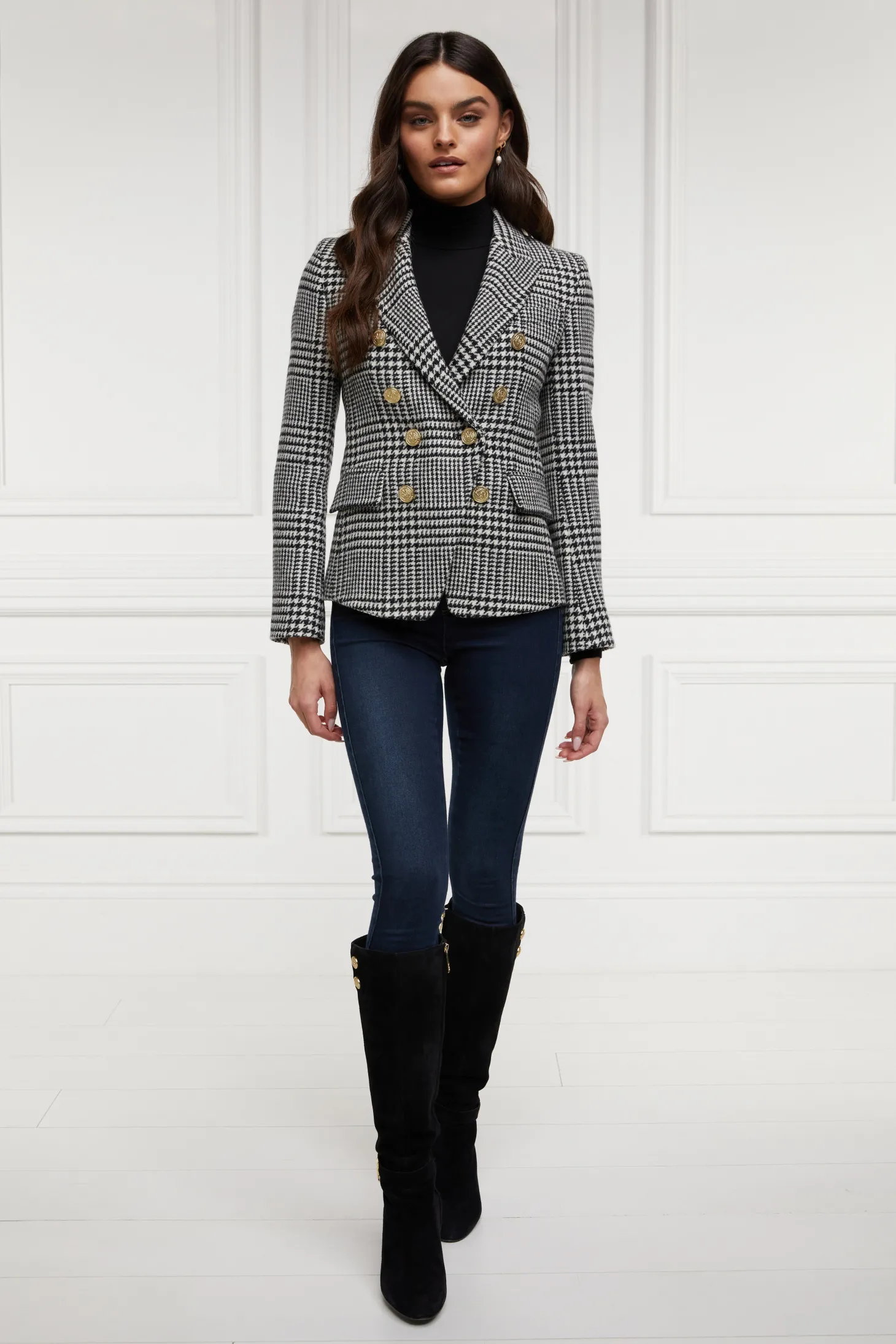 Women Holland Cooper Blazers | Tailoring | Knightsbridge Blazer (Large Scale Prince Of Wales Mono)