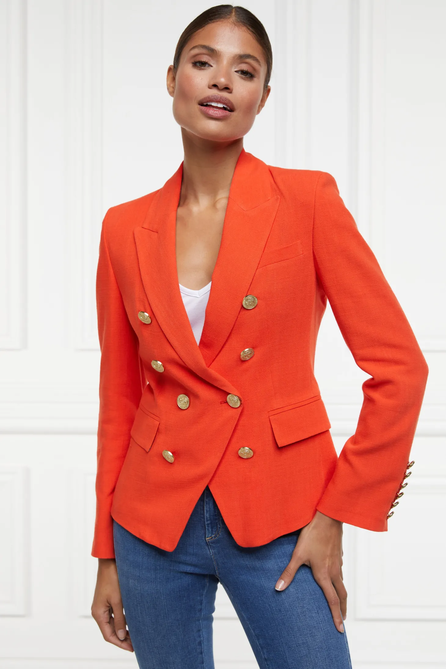 Women Holland Cooper Tailoring | Blazers | Knightsbridge Blazer (Neroli Linen)