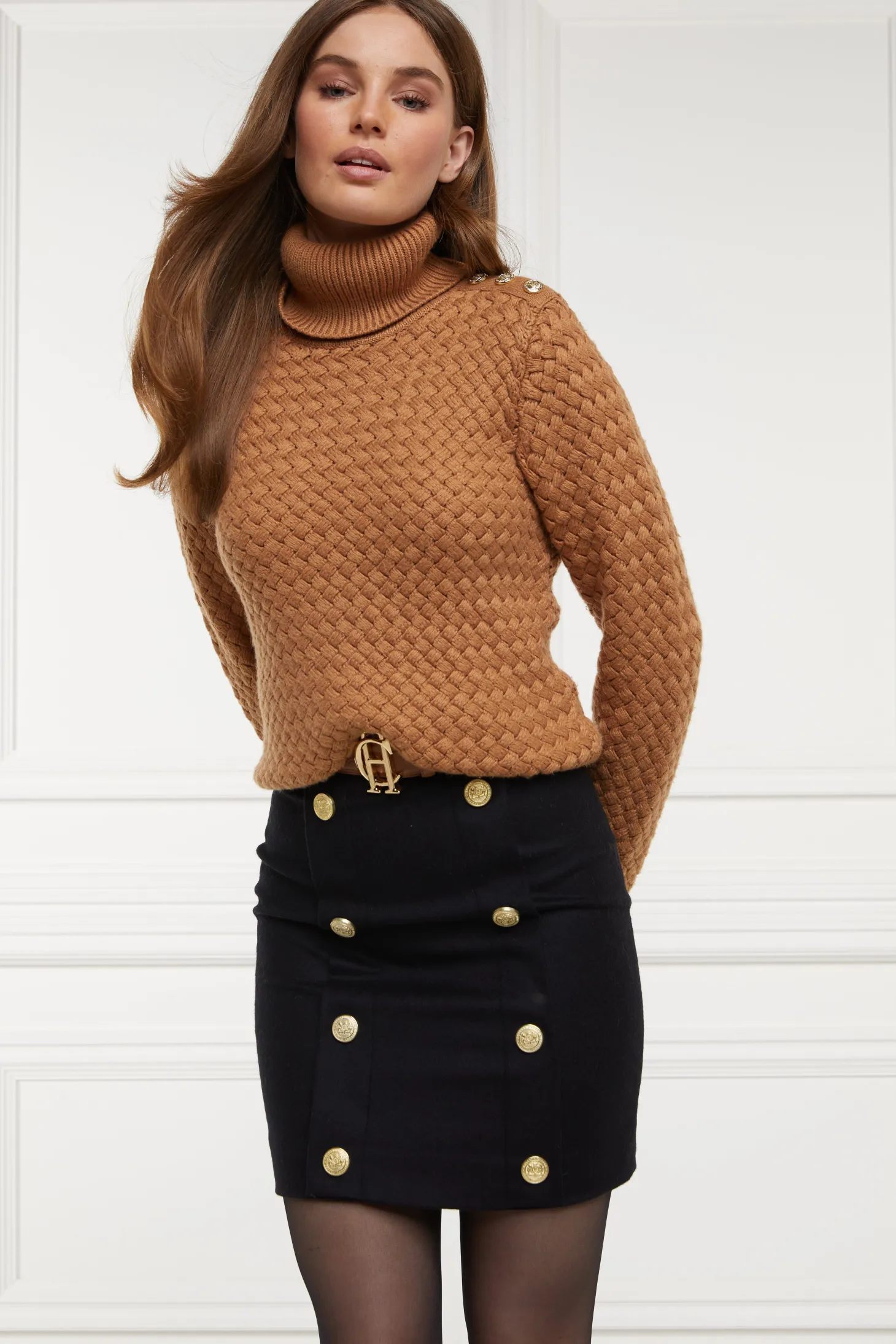 Women Holland Cooper Skirts | Tailoring | Knightsbridge Skirt (Soft Black Tan)