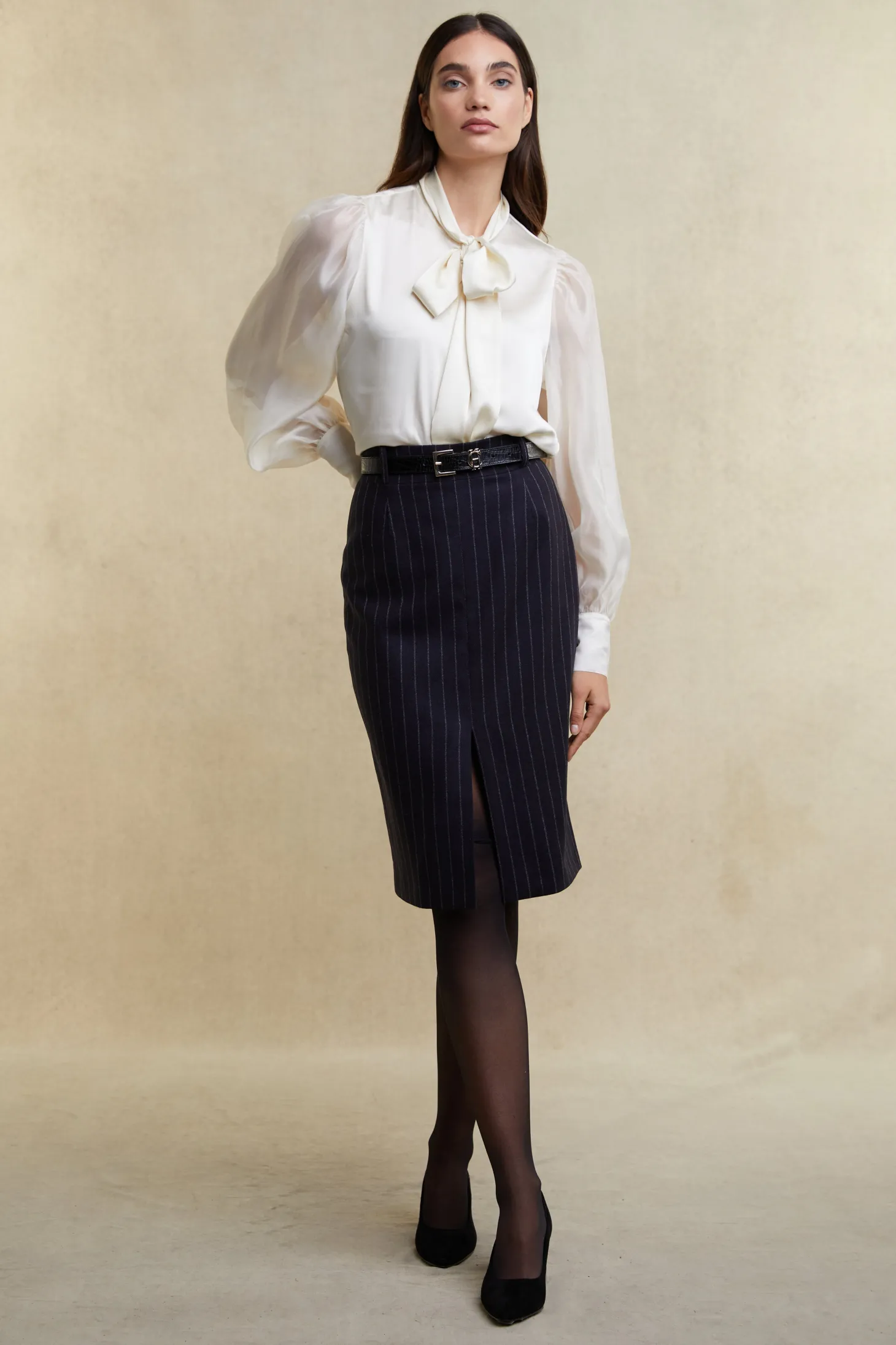 Women Holland Cooper Briefcase | Skirts | Mayfair Pencil Skirt (Navy Chalk Pinstripe)