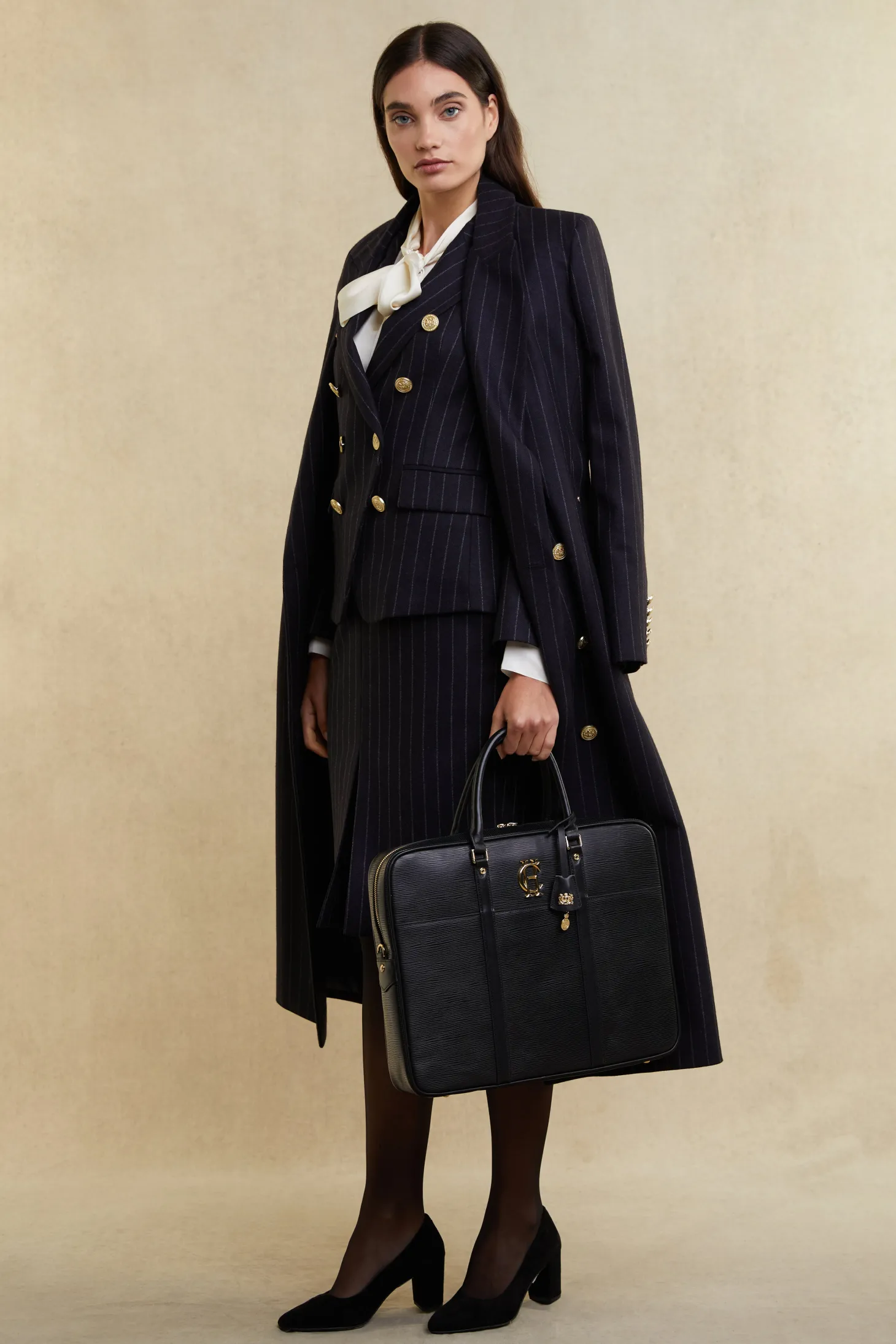 Women Holland Cooper Briefcase | Skirts | Mayfair Pencil Skirt (Navy Chalk Pinstripe)