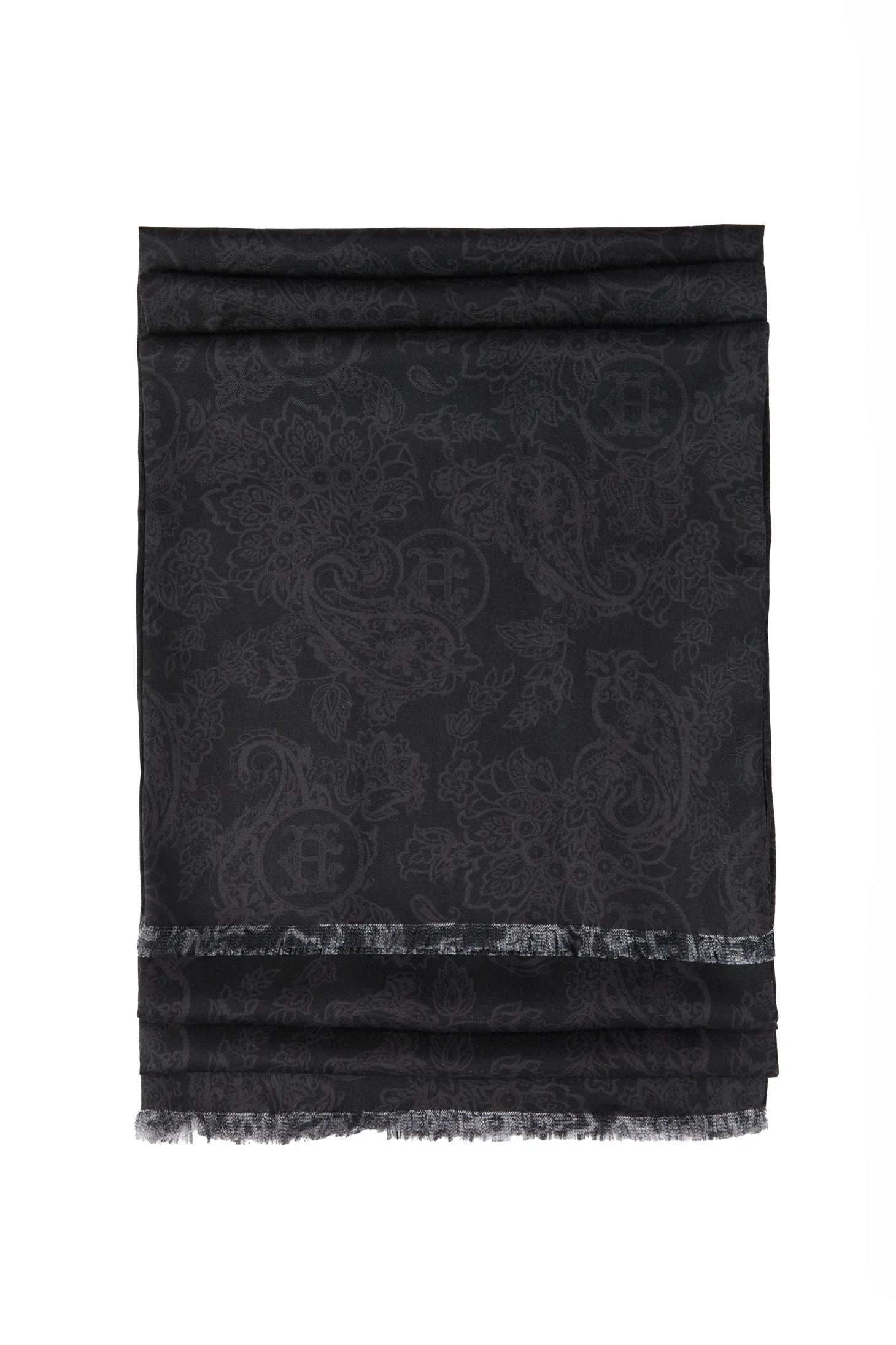 Holland Cooper Scarves | Scarves | Men's Silk Scarf (Black Charcoal Paisley)