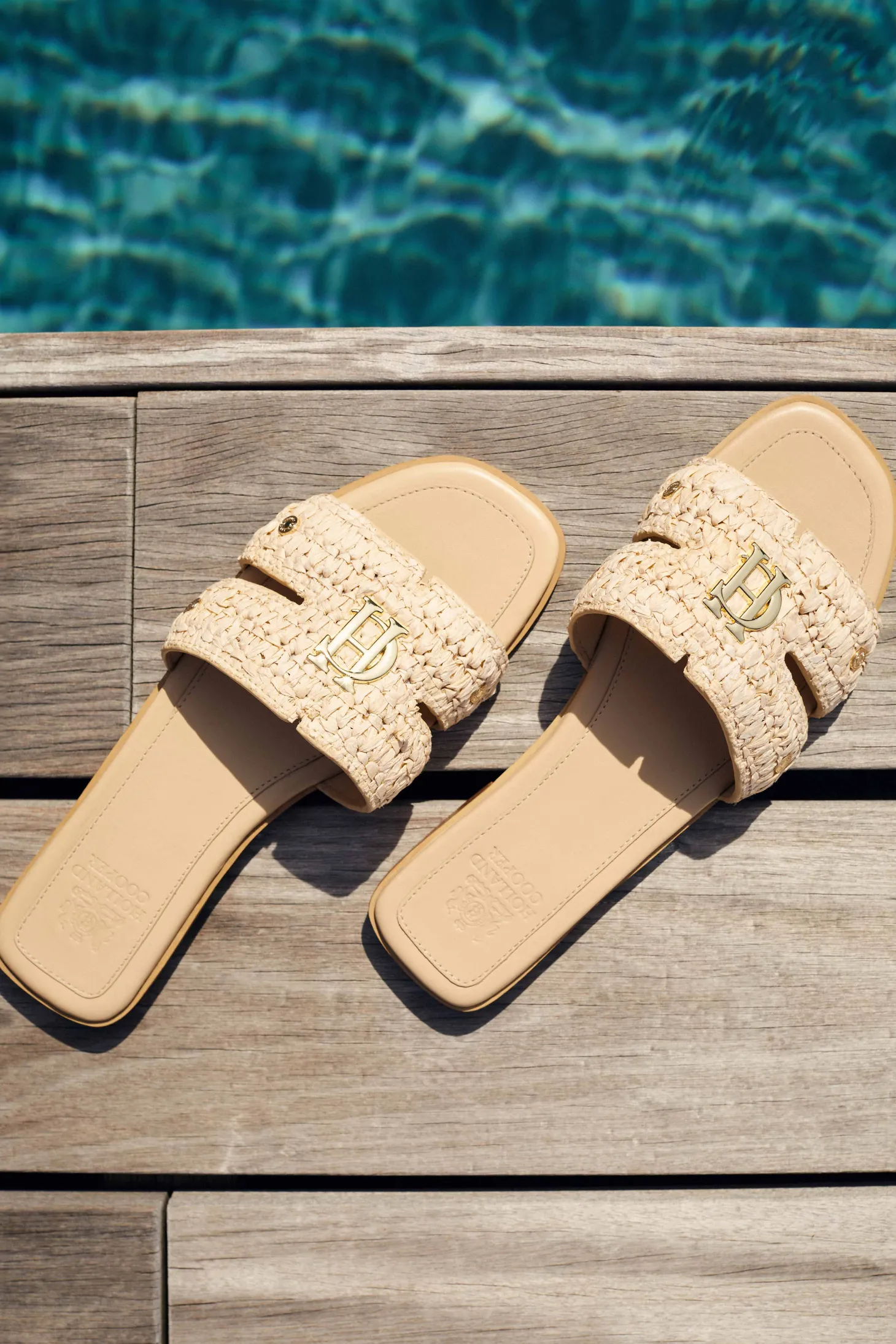 Women Holland Cooper Sandals & Slides | Monogram Slides (Natural Straw)