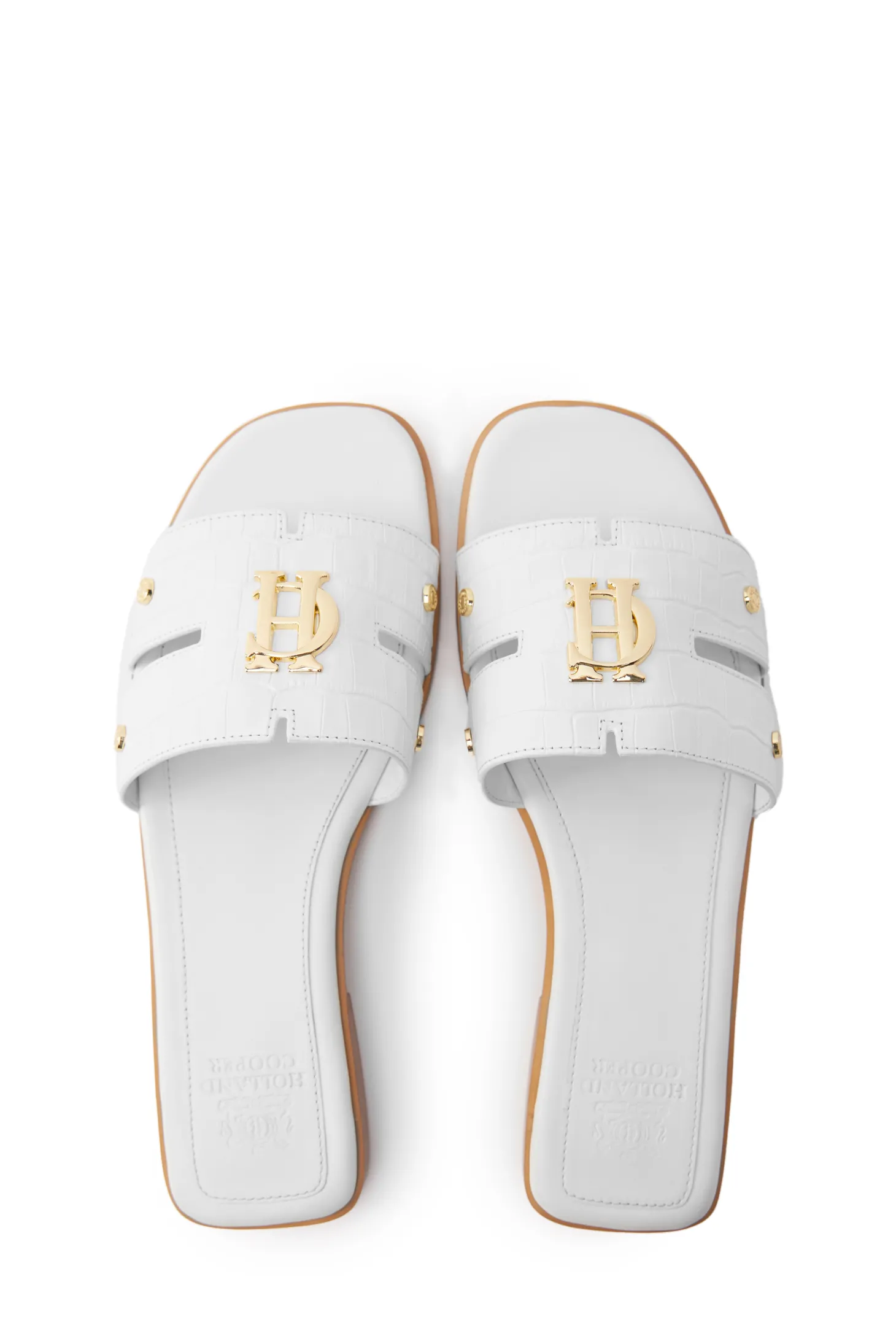 Women Holland Cooper Sandals & Slides | Monogram Slides (White Croc)