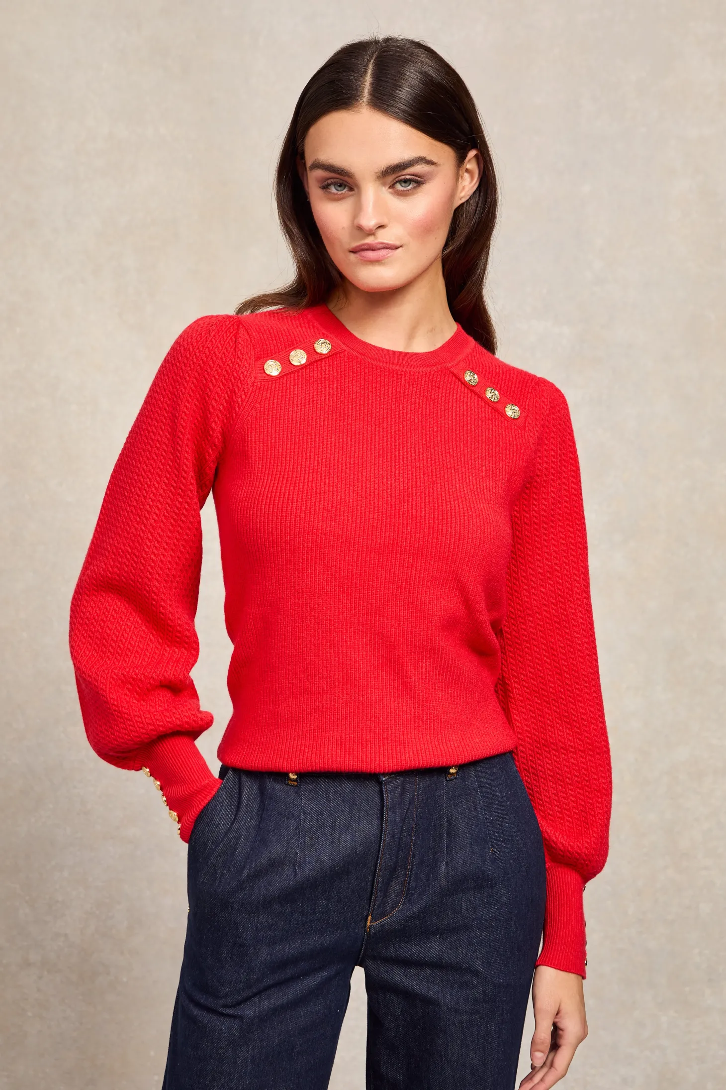 Women Holland Cooper Knitwear | Naomi Crew Neck Knit (Hot Coral)