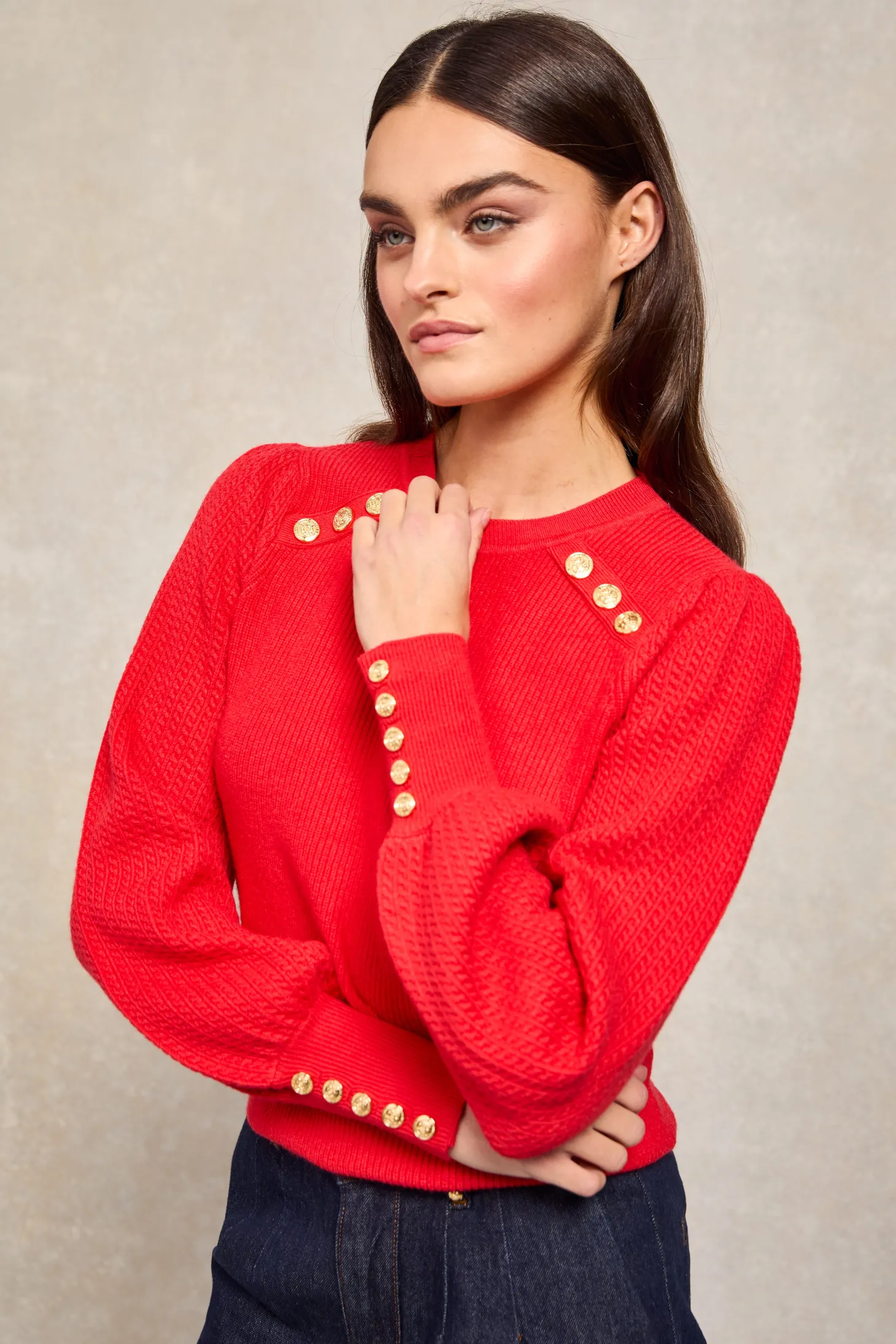 Women Holland Cooper Knitwear | Naomi Crew Neck Knit (Hot Coral)