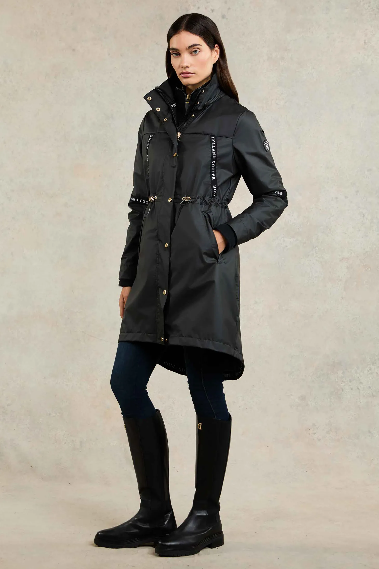 Women Holland Cooper Coats | Backpack | Rain Coat (Matte Black)