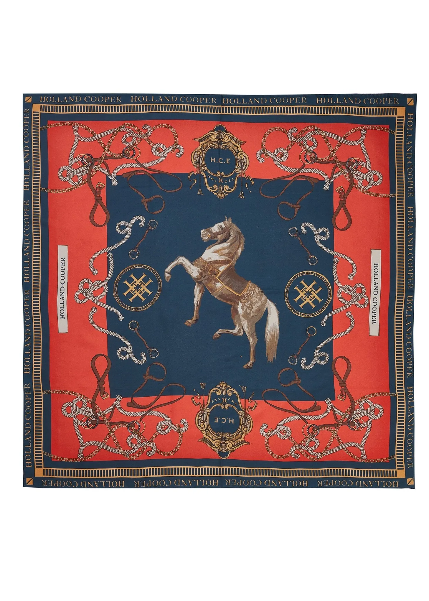 Women Holland Cooper Scarves | Scarves | Regal Horse Silk Scarf (Ink Navy Neroli)