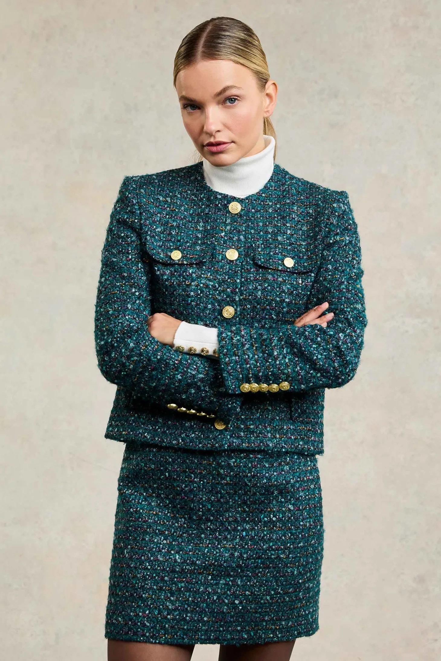 Women Holland Cooper Skirts | Tailoring | Regency Skirt (Emerald Boucle)