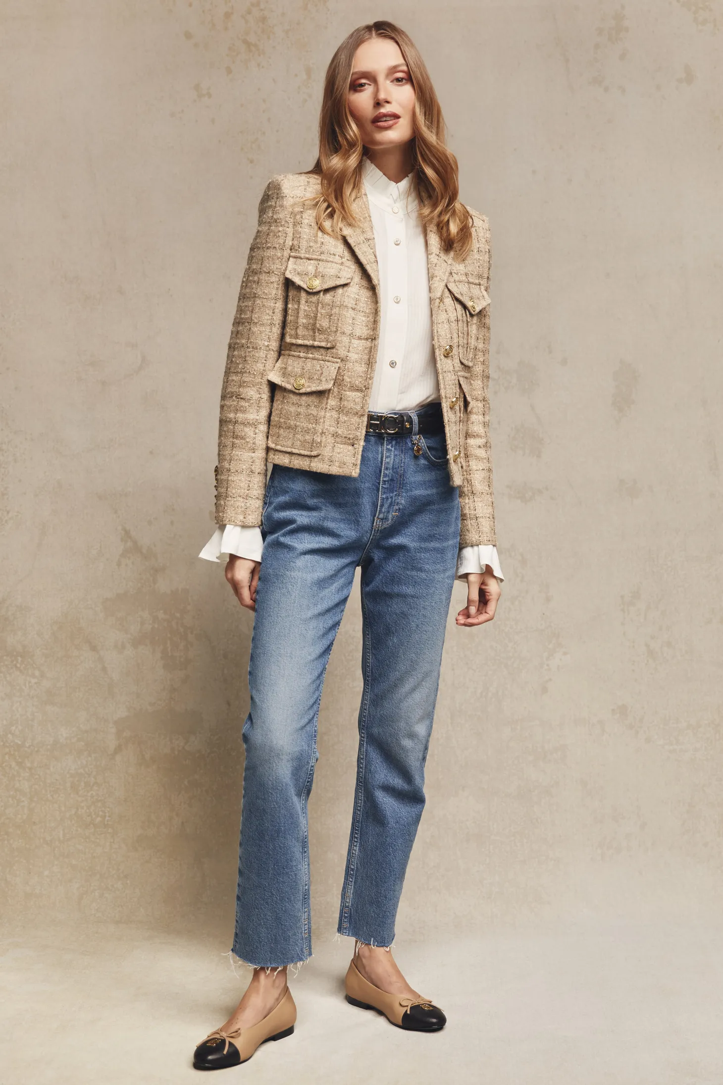 Women Holland Cooper Jackets | Tailoring | Richmond Jacket (Camel Sparkle Tweed)